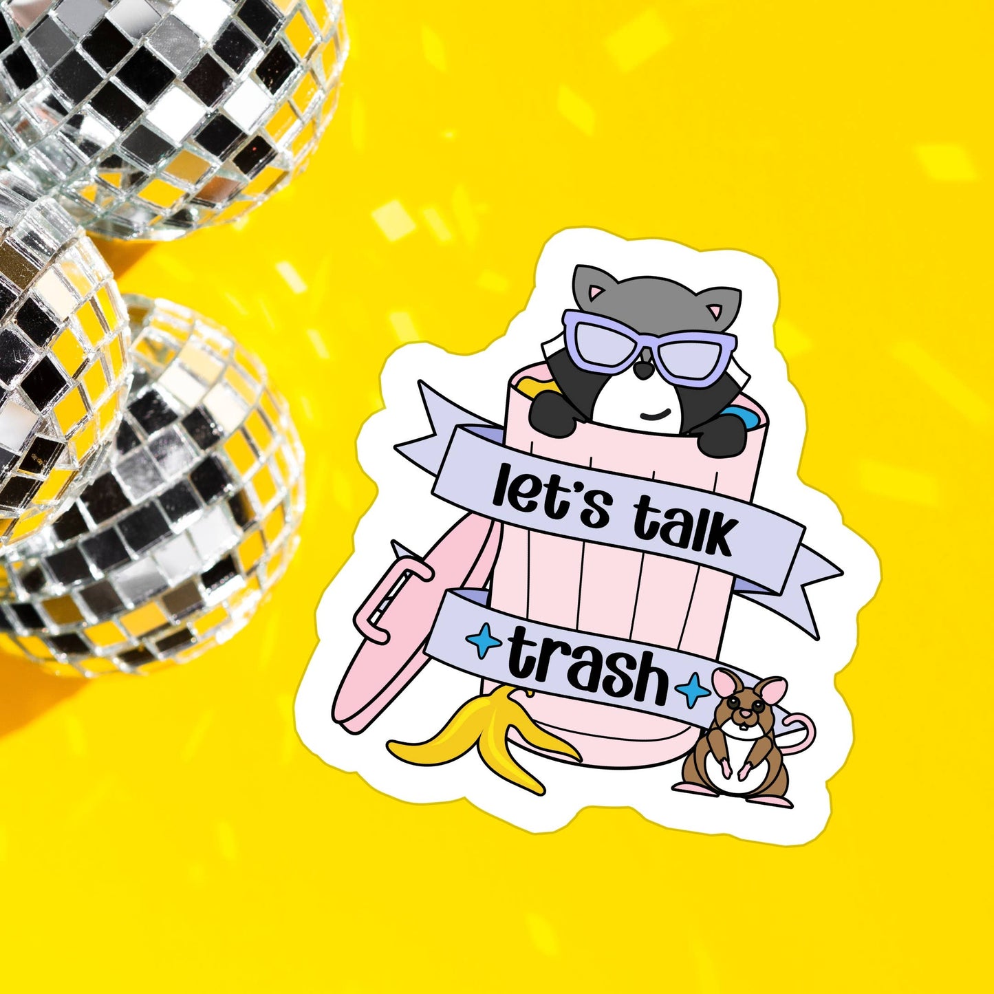 Stickers X Ashley Bexar - Animal Raccoon Trash Gossip Funny Waterproof Vinyl Sticker: Matte