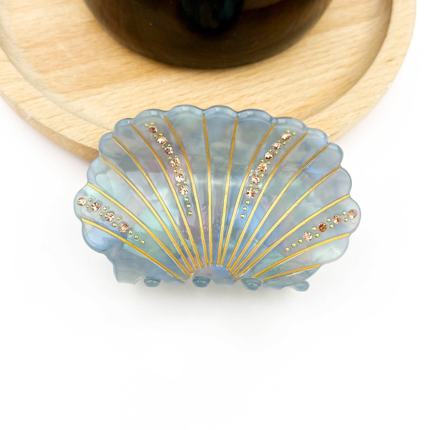 TheDivaSoap - Crystal Shell Claw Clip, Ocean Creatures Hair Clip: White