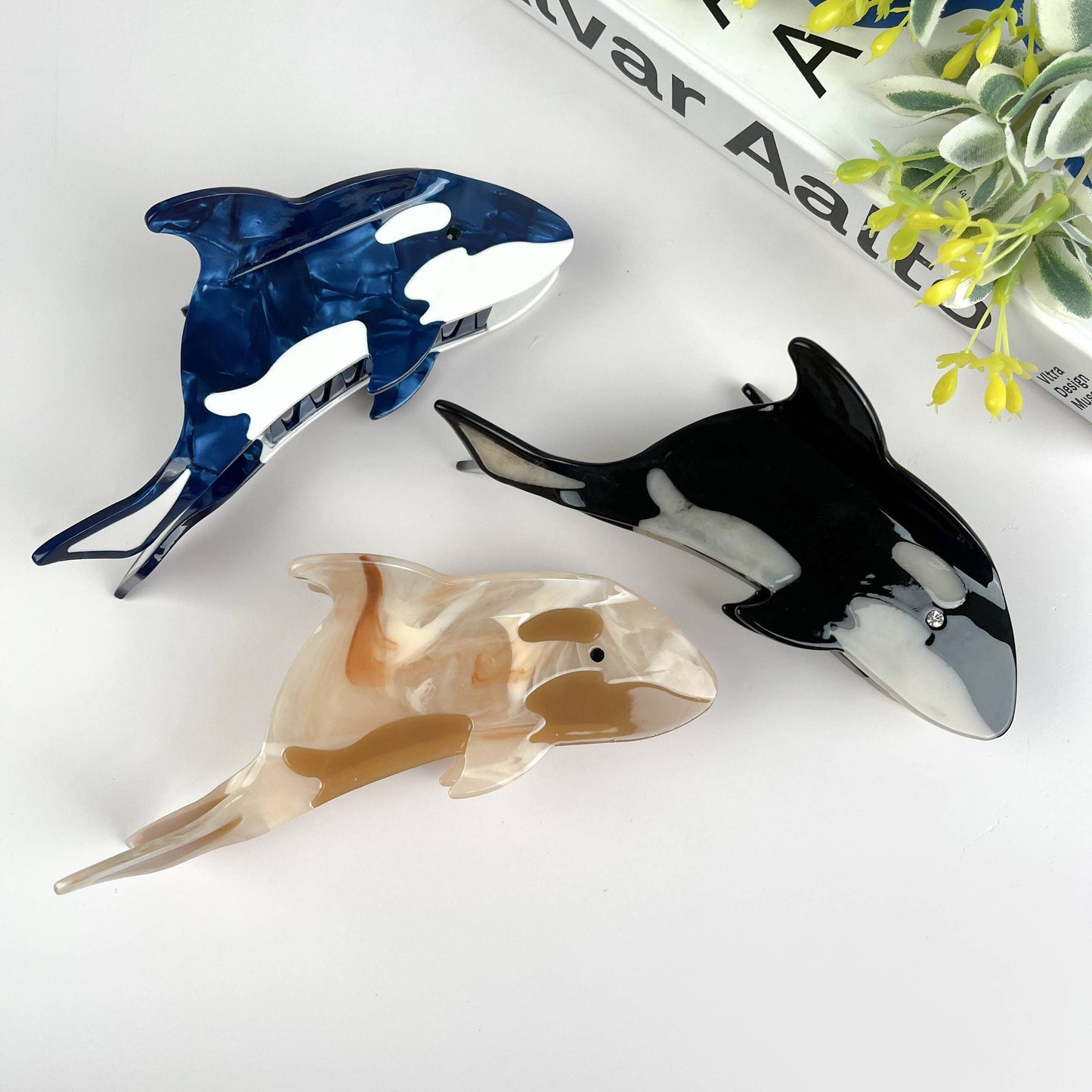 TheDivaSoap - Whale Hair Clip,Marine Animal Hair Clip: Black