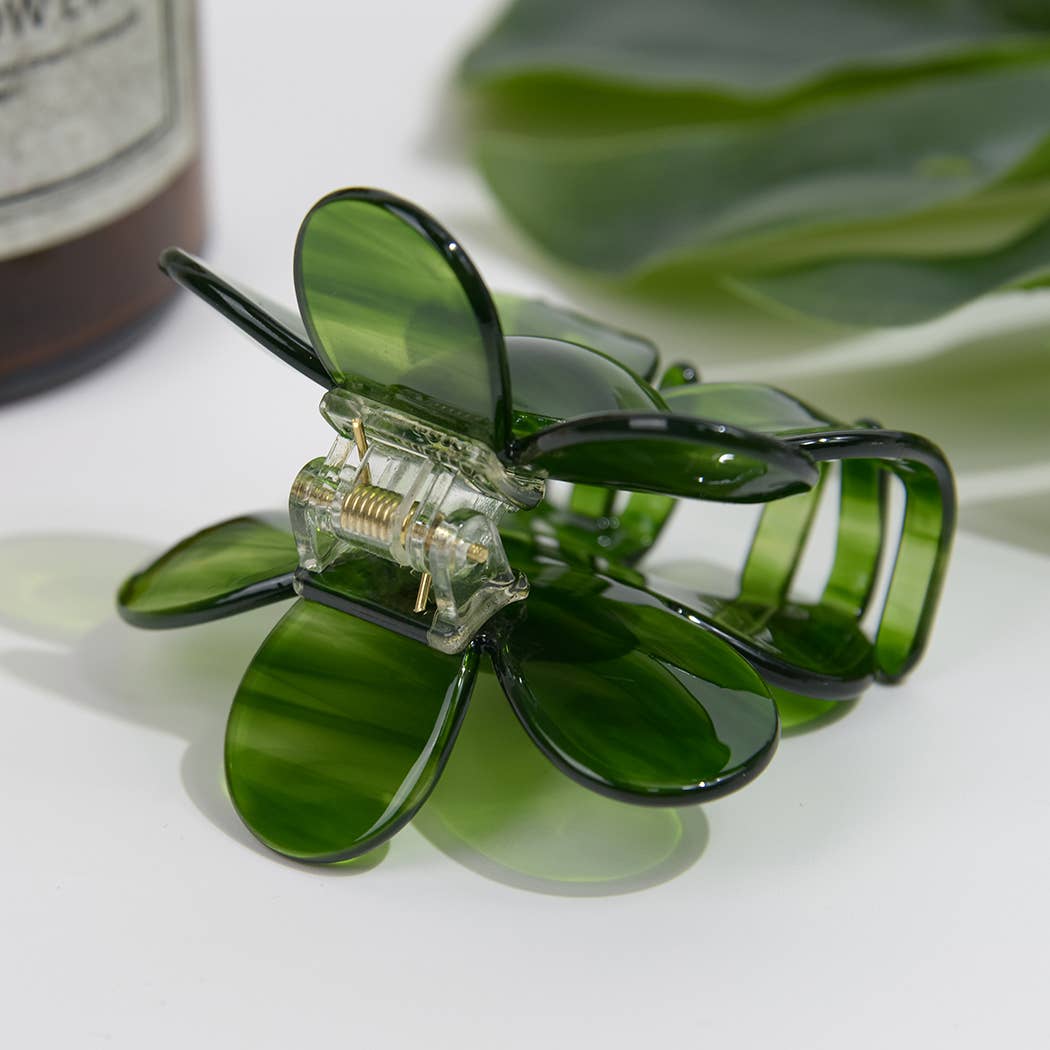 TheDivaSoap - Acetate Cute Flower Hair Claw Clip, Eco-Friendly: Green / 2.75"