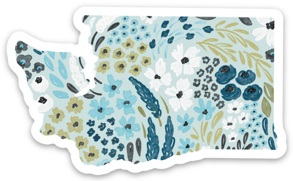 Elyse Breanne Design - Washington State Floral Sticker 3x2in.: Black Floral