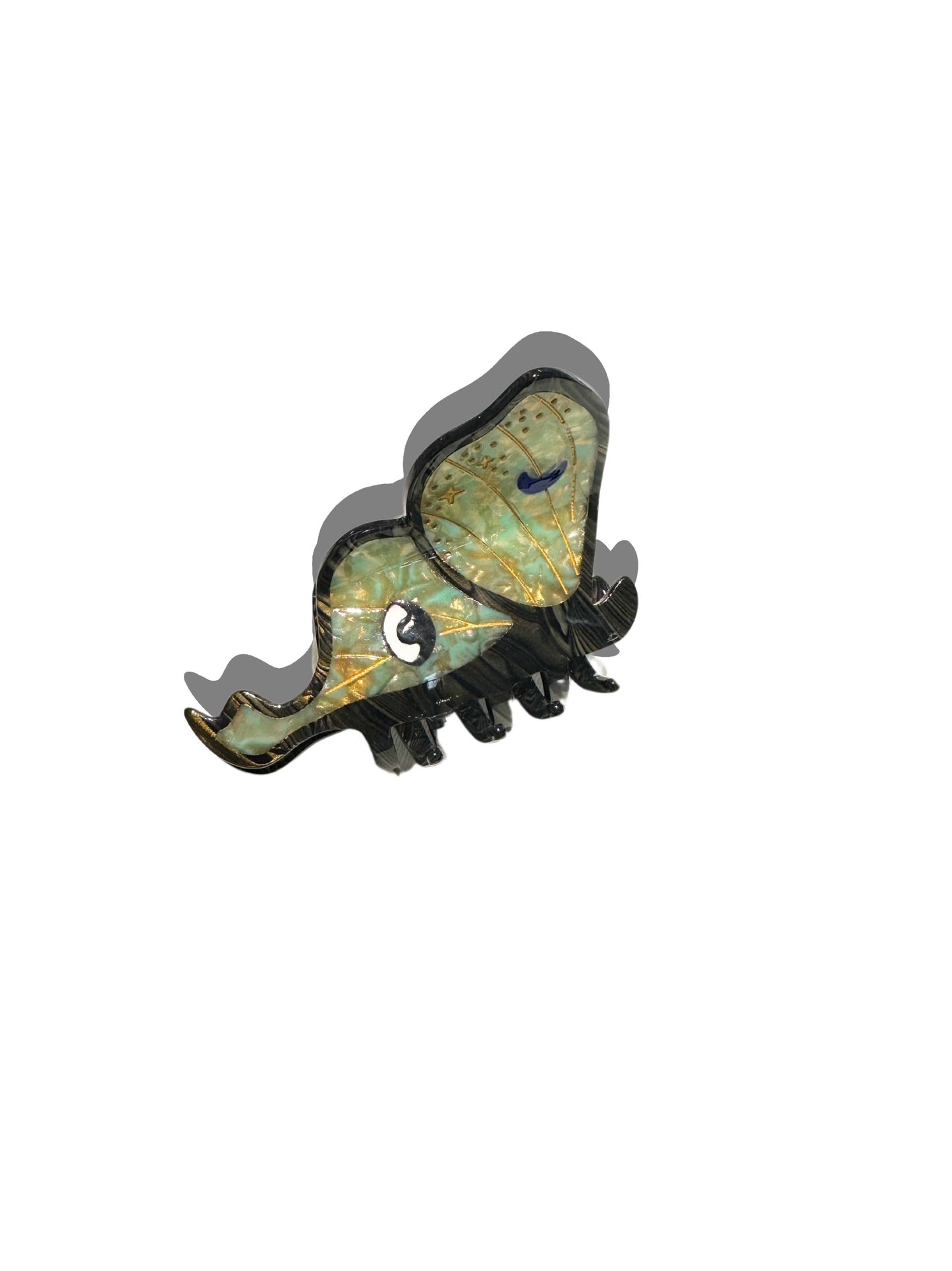 Solar Eclipse - Hand-painted Luna Moth Claw Hair Clip | Eco-Friendly: Green