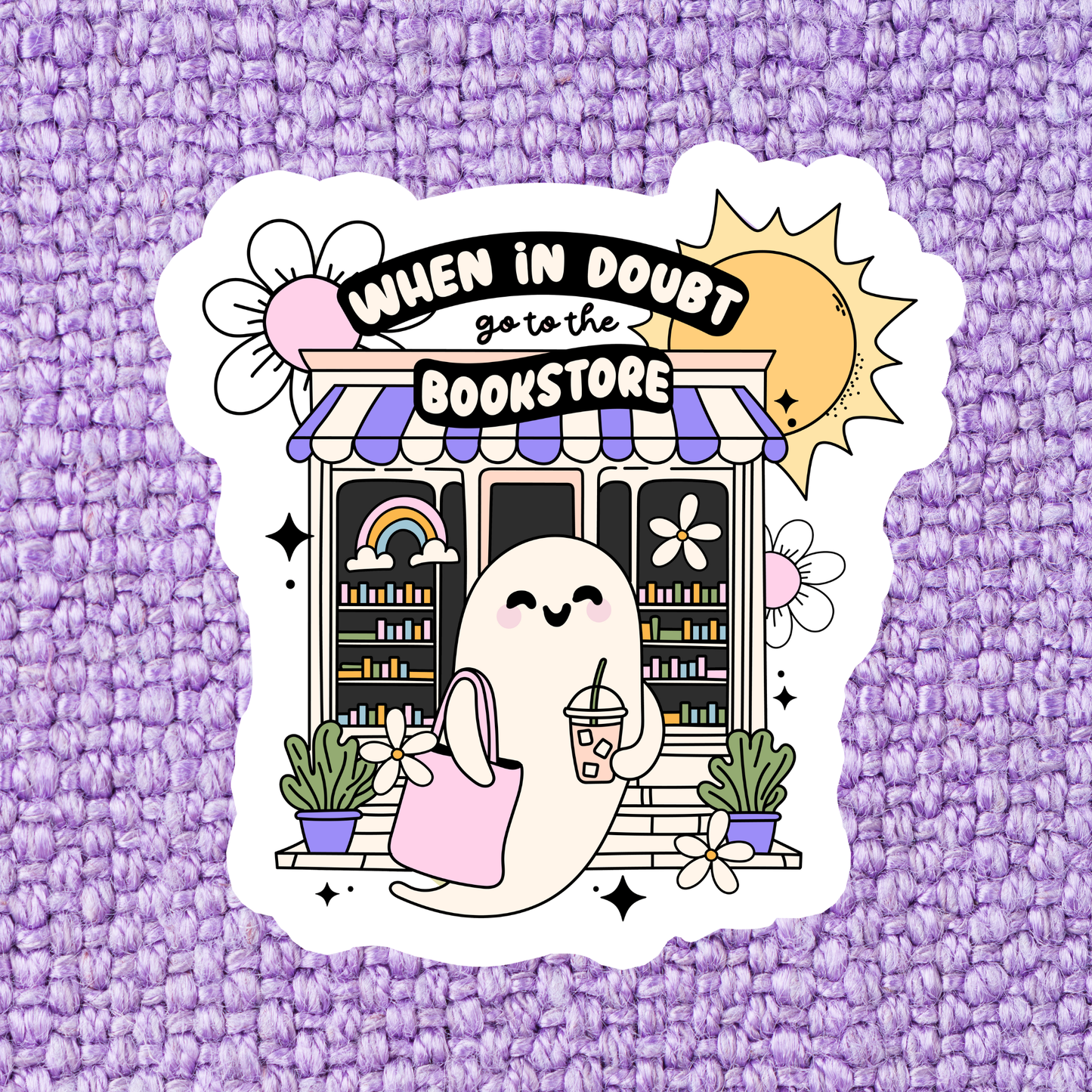 Stickers X Ashley Bexar - " When in doubt go to the bookstore "Book Bookish Books Funny Relatable Waterproof Vinyl Sticker