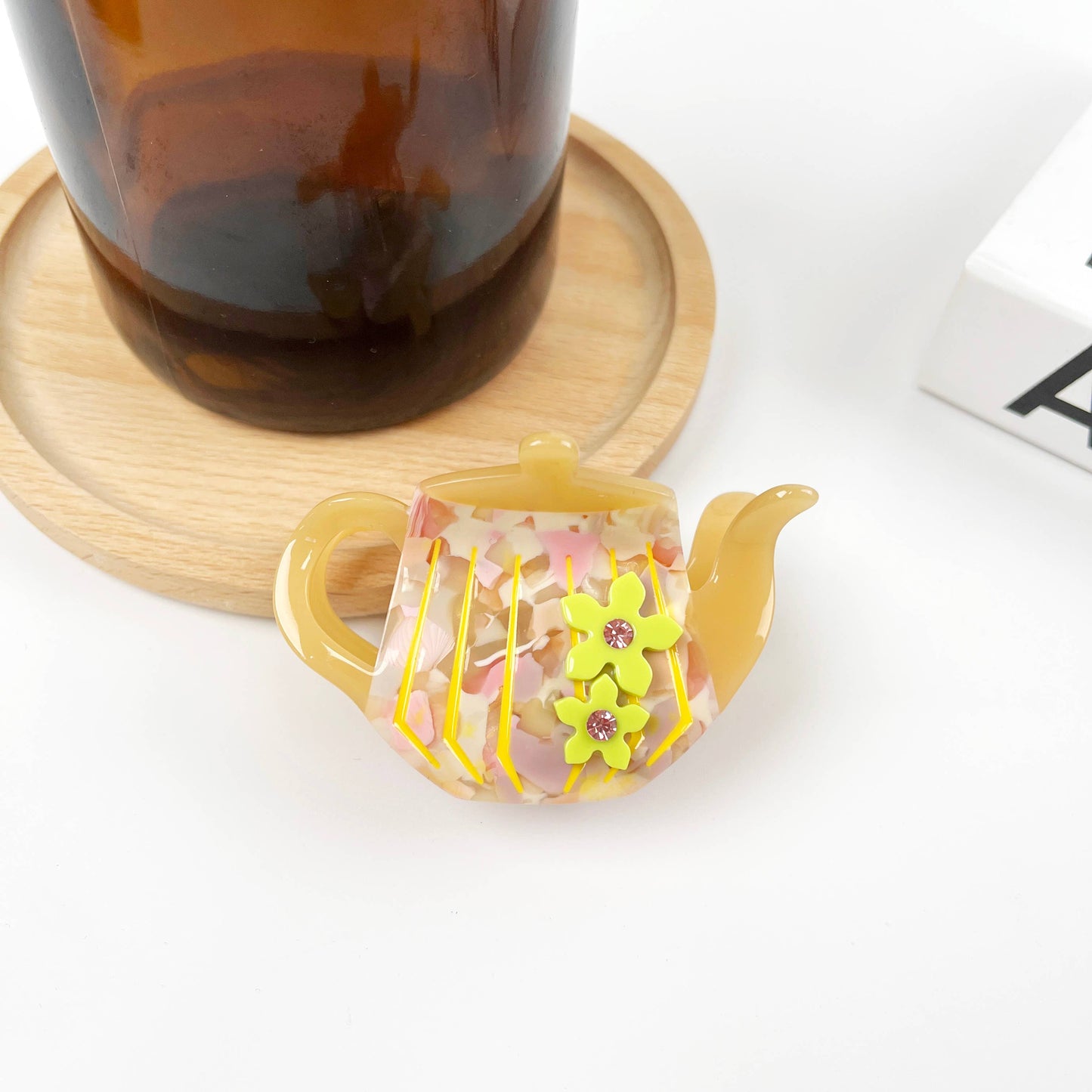 TheDivaSoap - Cartoon Teapot Hair Clip Acetate Claw Clips: Green