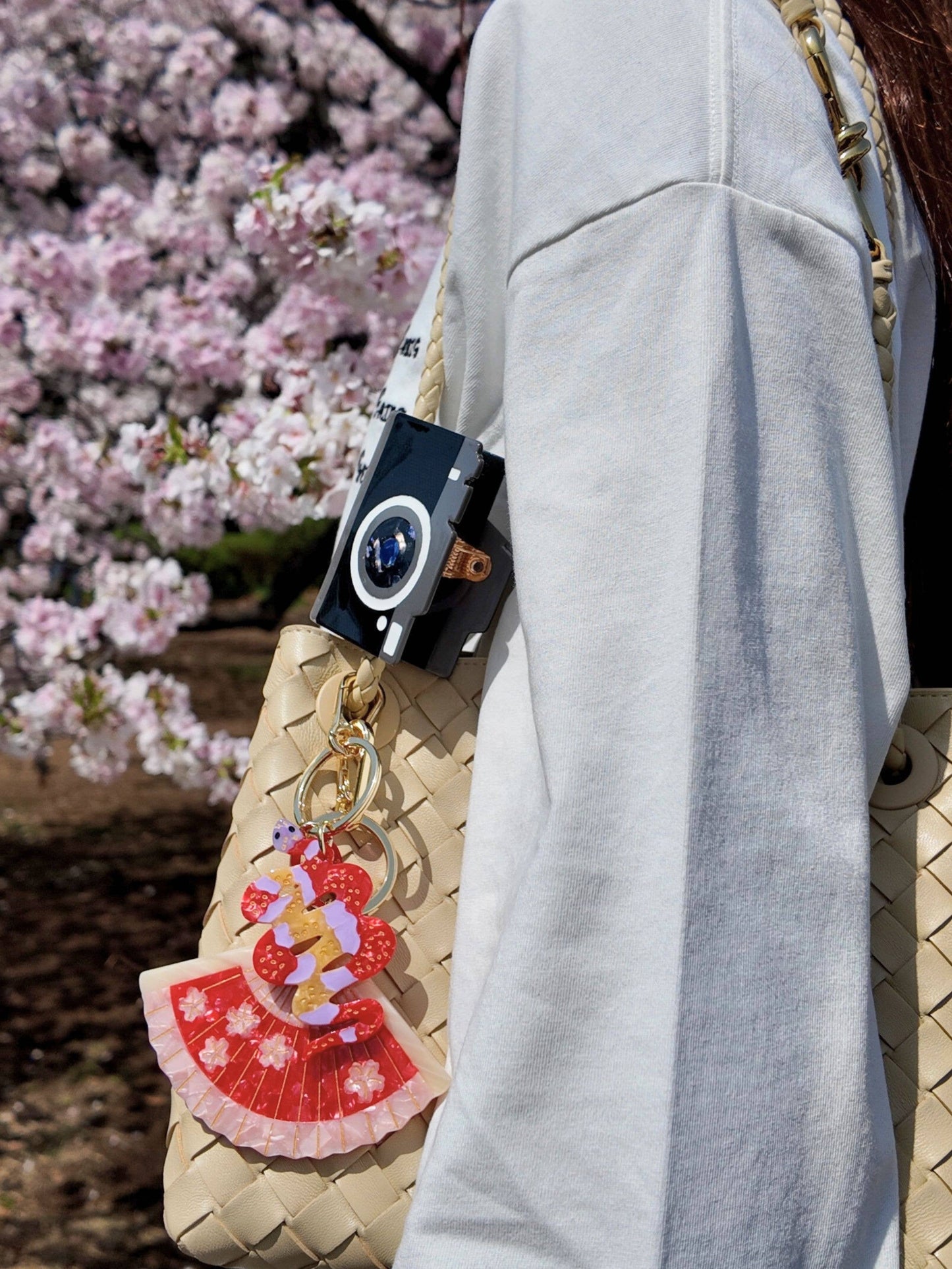 Solar Eclipse - Hand-painted Blossom Fan Bag Charm + Keychain