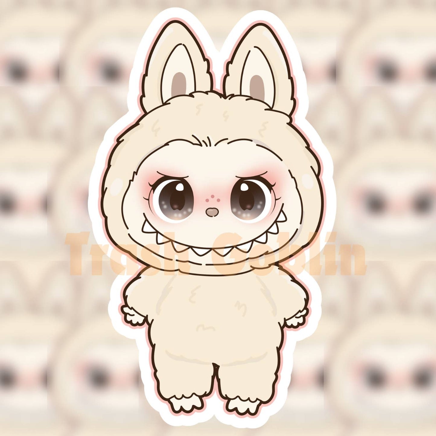 Trash Goblin - Cream Labubu Vinyl Sticker