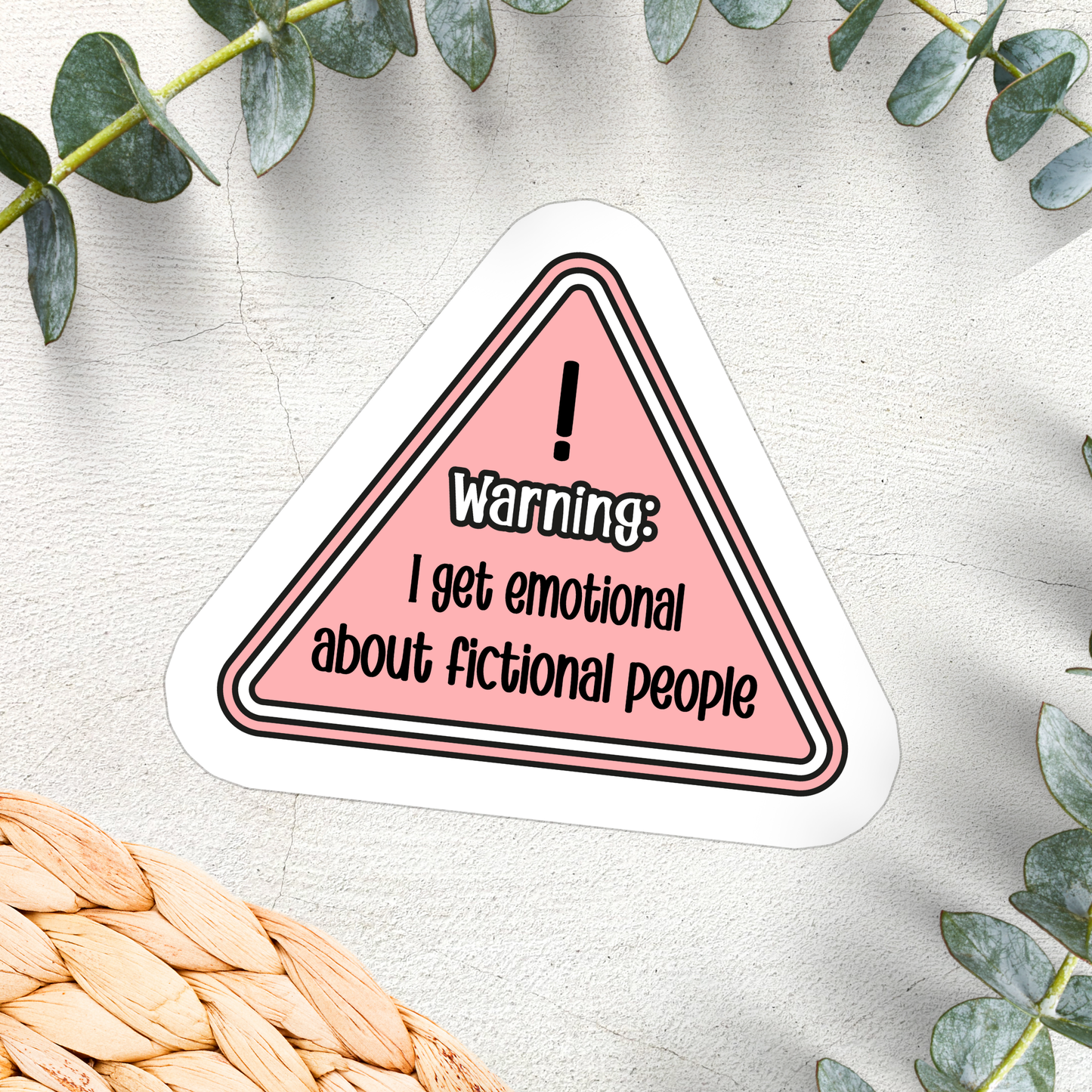 Stickers X Ashley Bexar -" Warning I get emotional about fictional people " Book Bookish Books Bookstore Funny Waterproof Vinyl Sticker