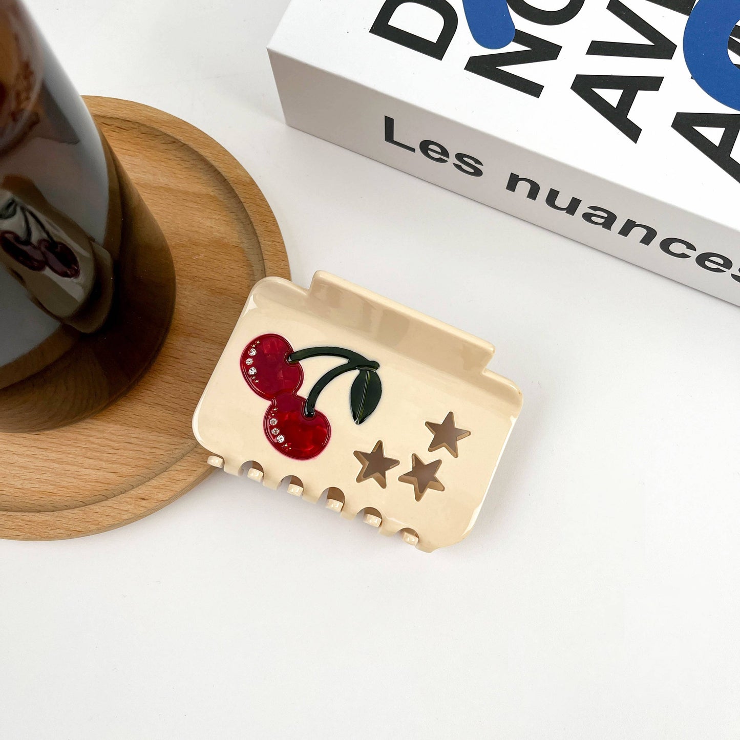 TheDivaSoap - Simple Cherry Hair Clip, Acetate Fruit Claw Clip: Black A