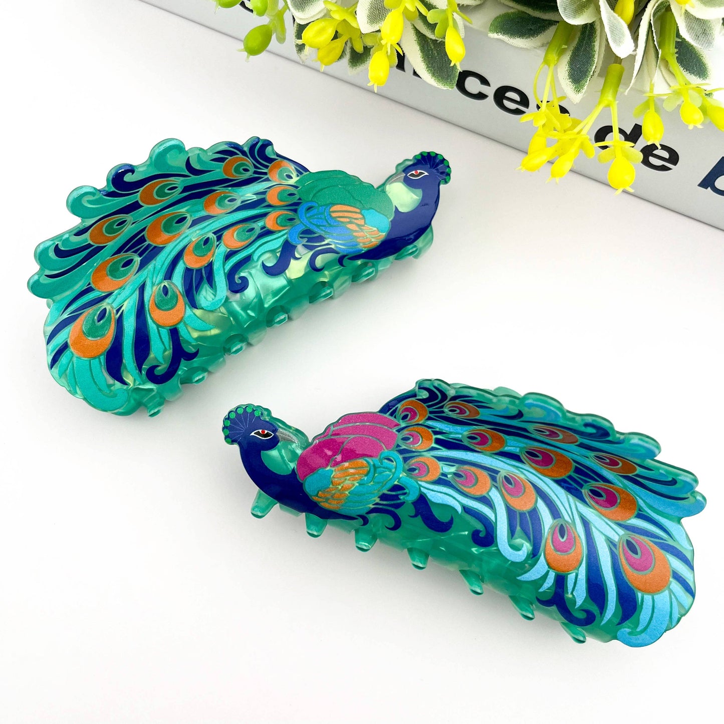 TheDivaSoap - Creative Fashion Peacock Hair Claw Clip – Animal Style: Green