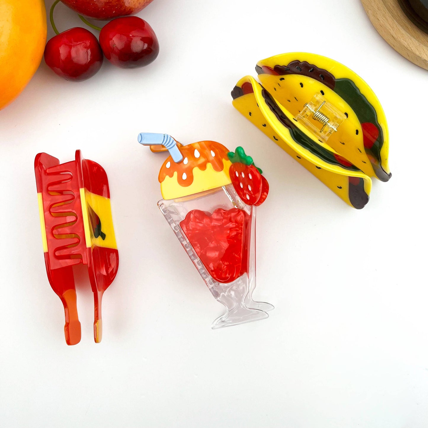 TheDivaSoap - Food-Themed Acetate Claw Clips, Hot Sauce & Taco Designs: Chili Sauce
