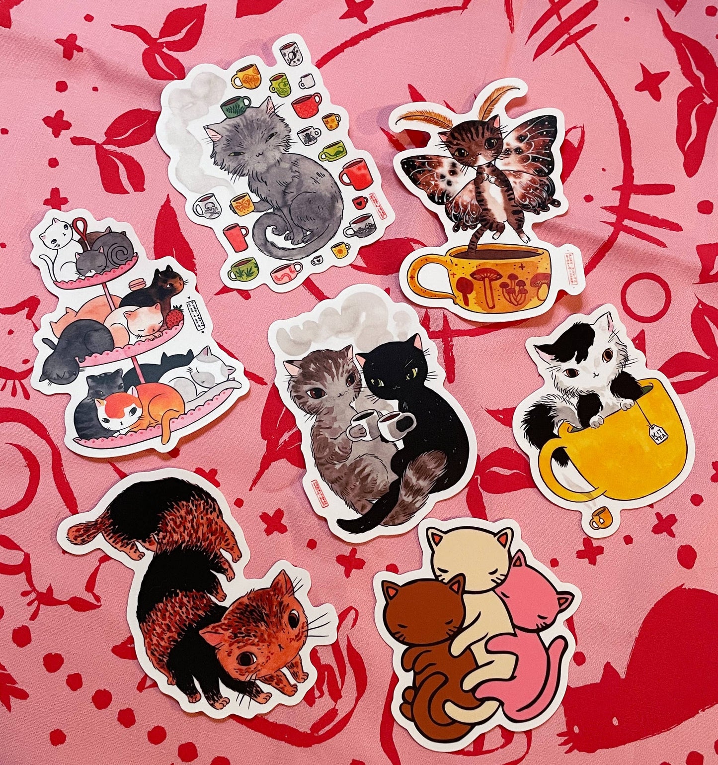 Stasia Burrington Illustration - Vinyl Sticker - Coffee Cat Cuddle