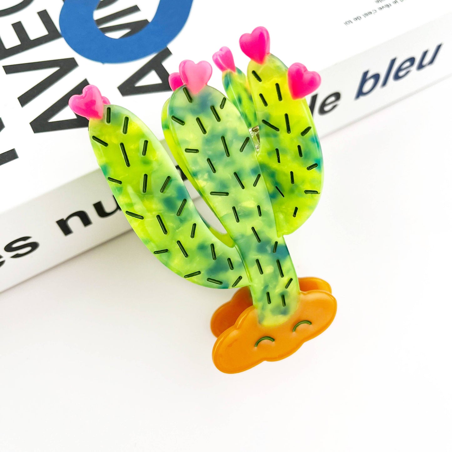 TheDivaSoap - Green Cactus Hair Clip, Acetate Claw Clip
