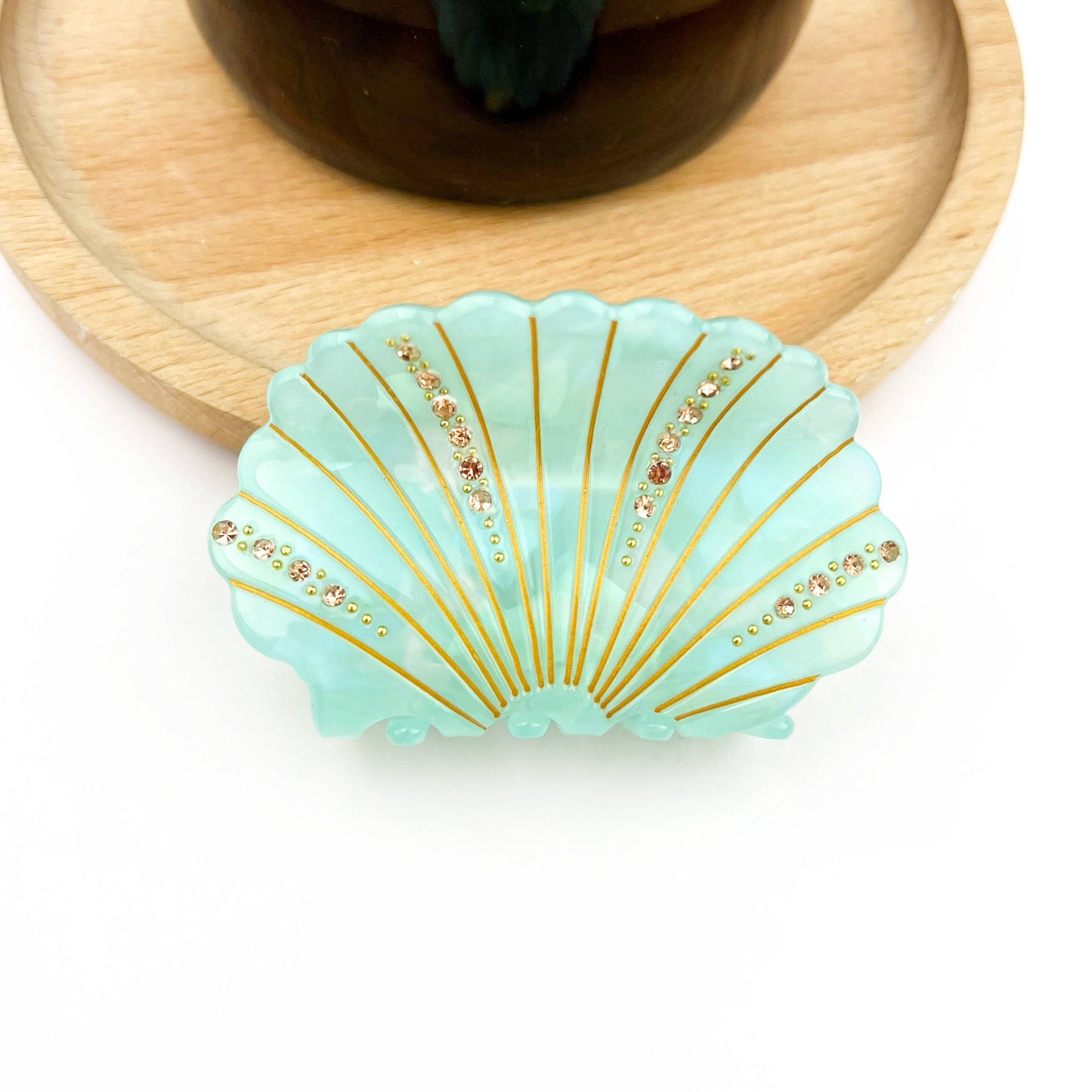 TheDivaSoap - Crystal Shell Claw Clip, Ocean Creatures Hair Clip: White