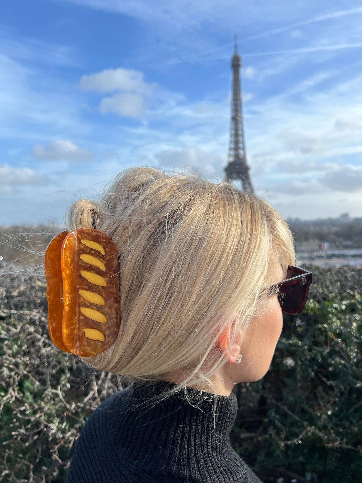 Solar Eclipse - Hand-painted Baguette Bread Claw Hair Clip | Eco-Friendly