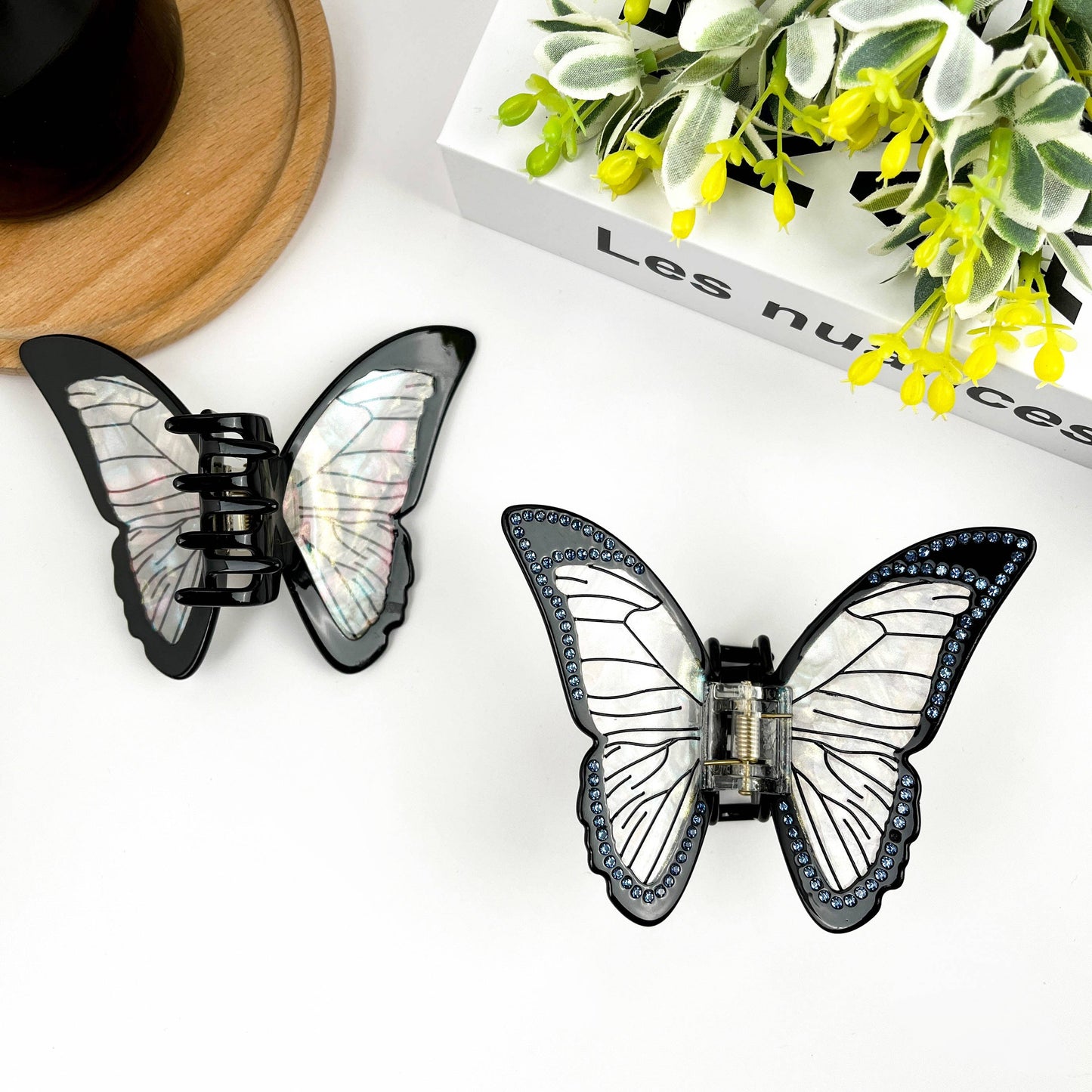 TheDivaSoap - High Quality Black Butterfly Hair Clip, Acetate Claw Clip