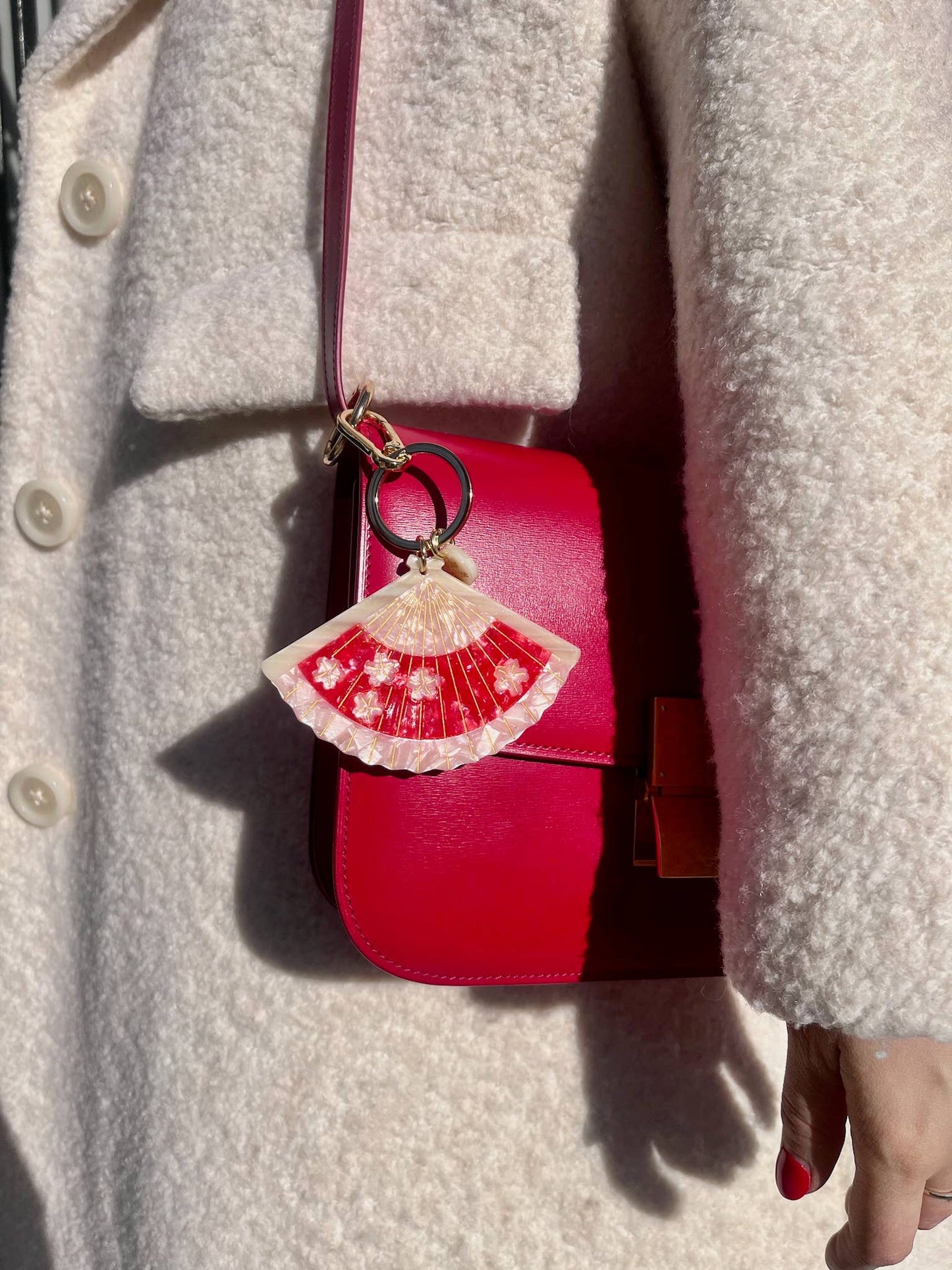 Solar Eclipse - Hand-painted Blossom Fan Bag Charm + Keychain
