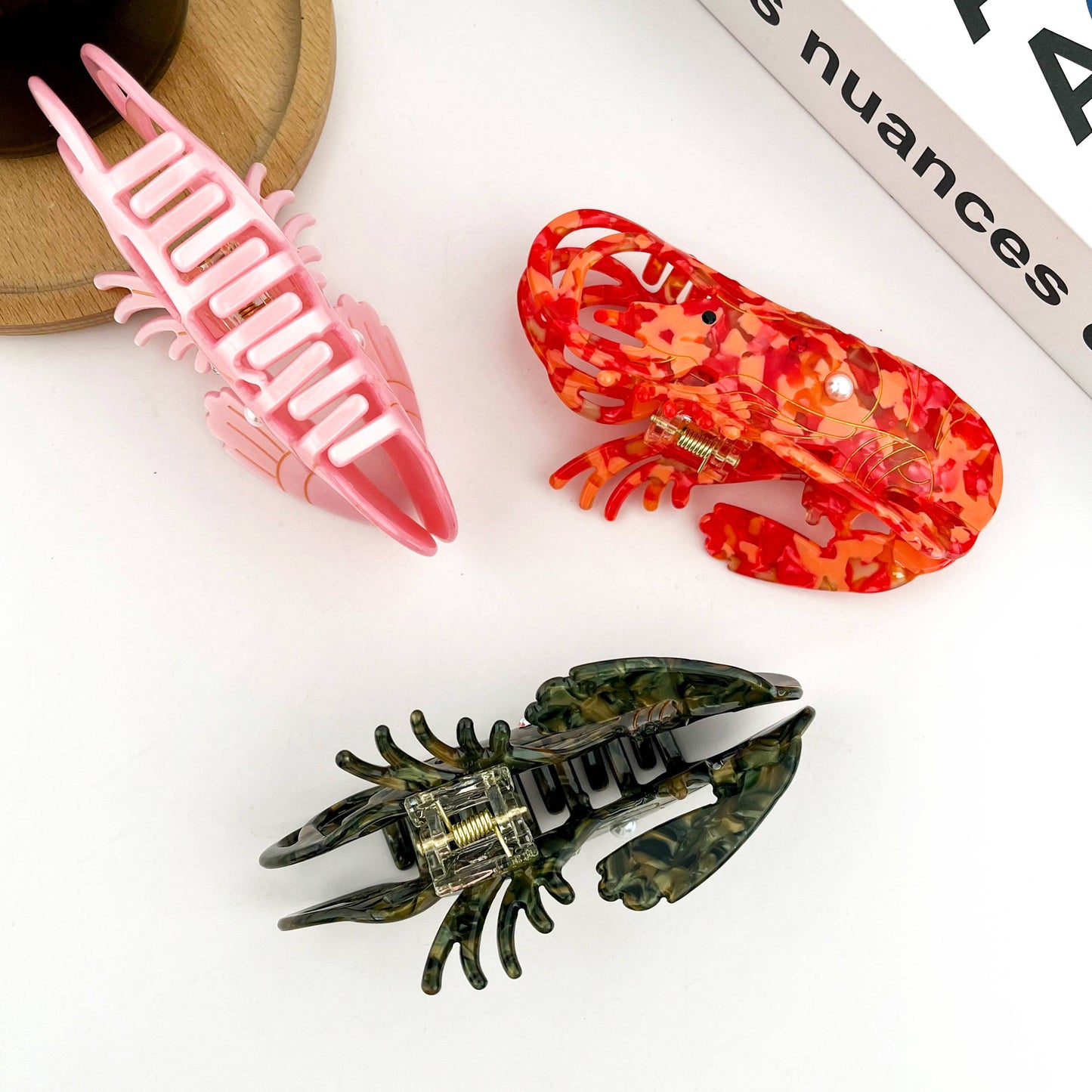 TheDivaSoap - Lobster Claw Clip, Acetate Marine Animal Hair Clip: Red