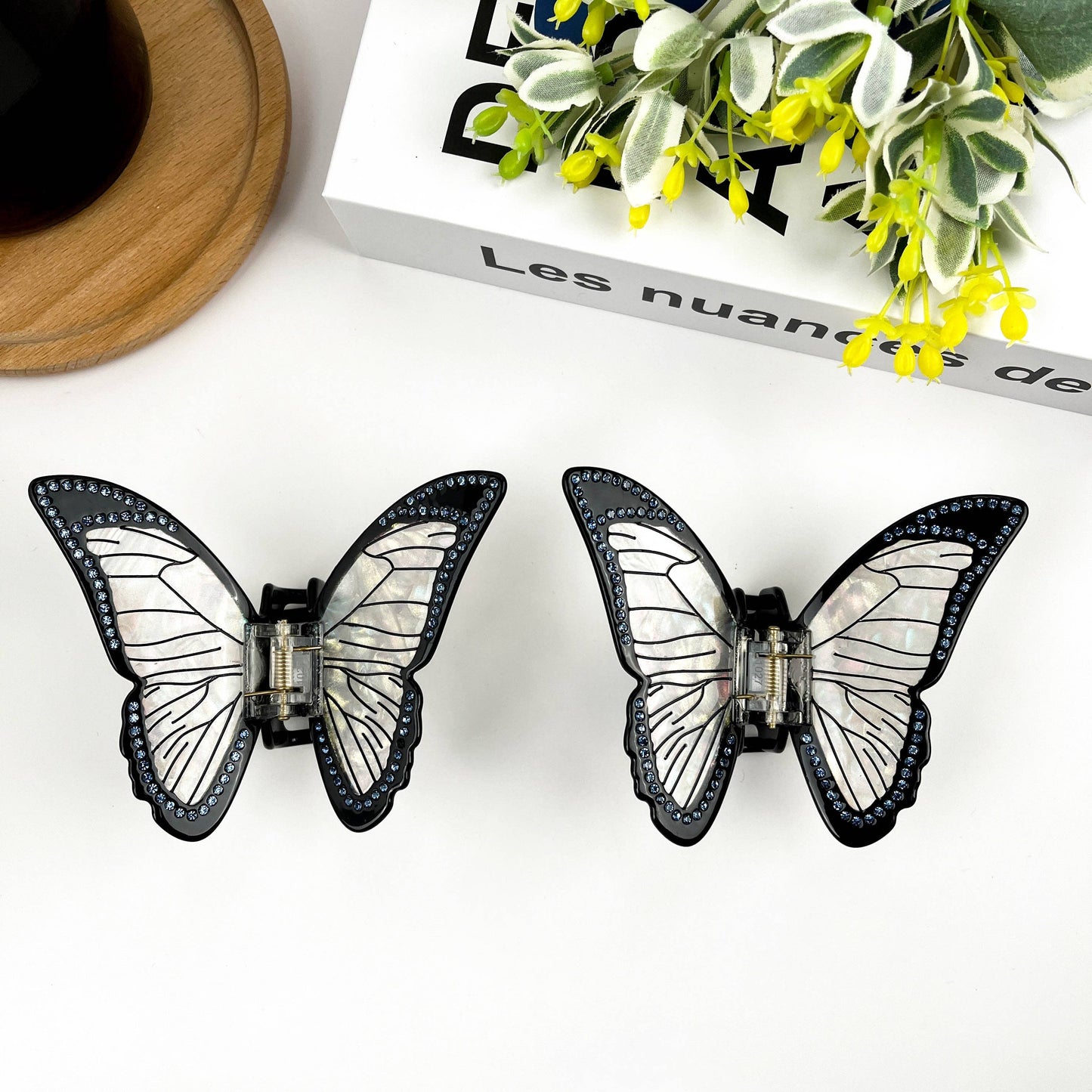 TheDivaSoap - High Quality Black Butterfly Hair Clip, Acetate Claw Clip