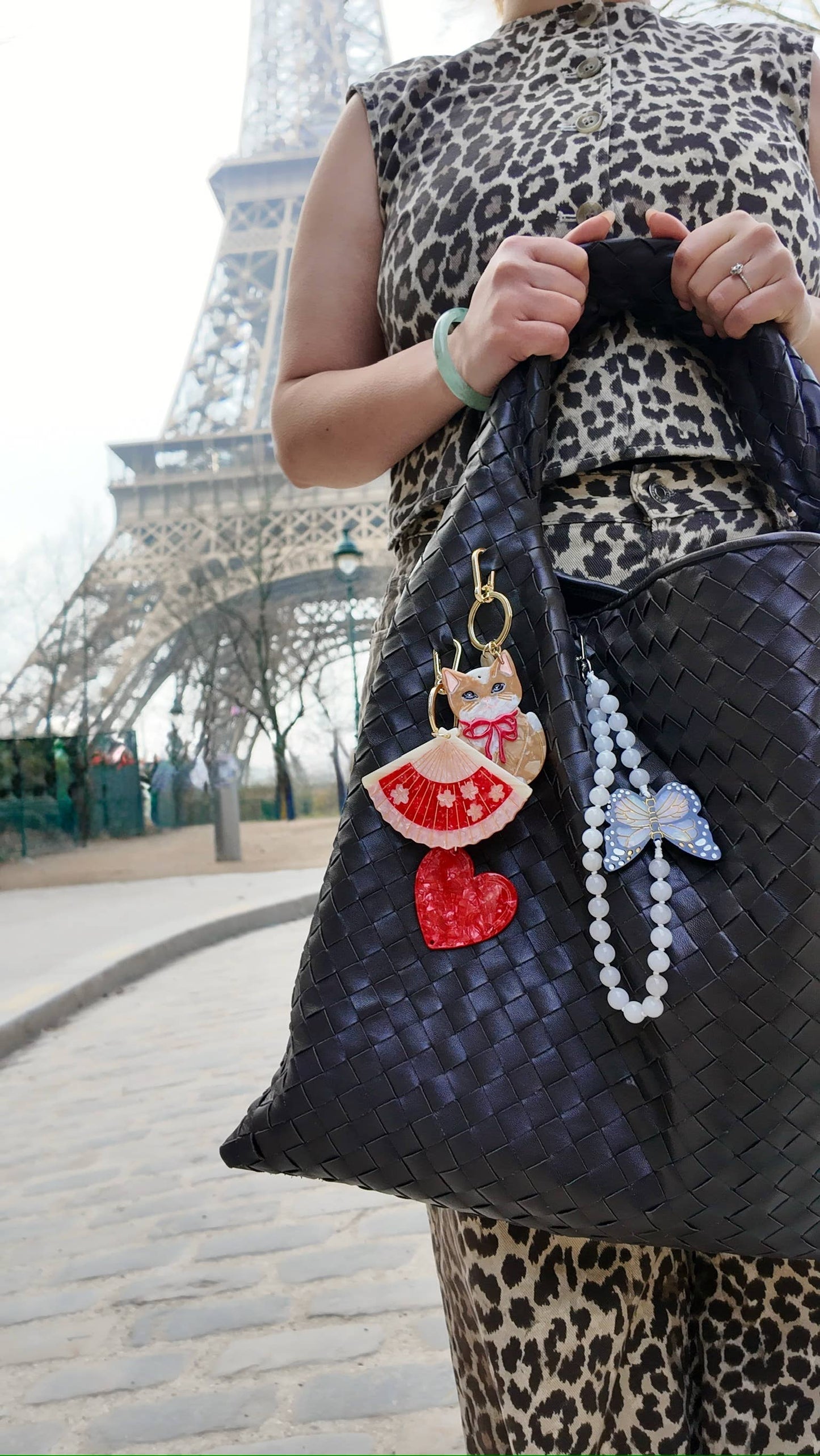 Solar Eclipse - Hand-painted Blossom Fan Bag Charm + Keychain