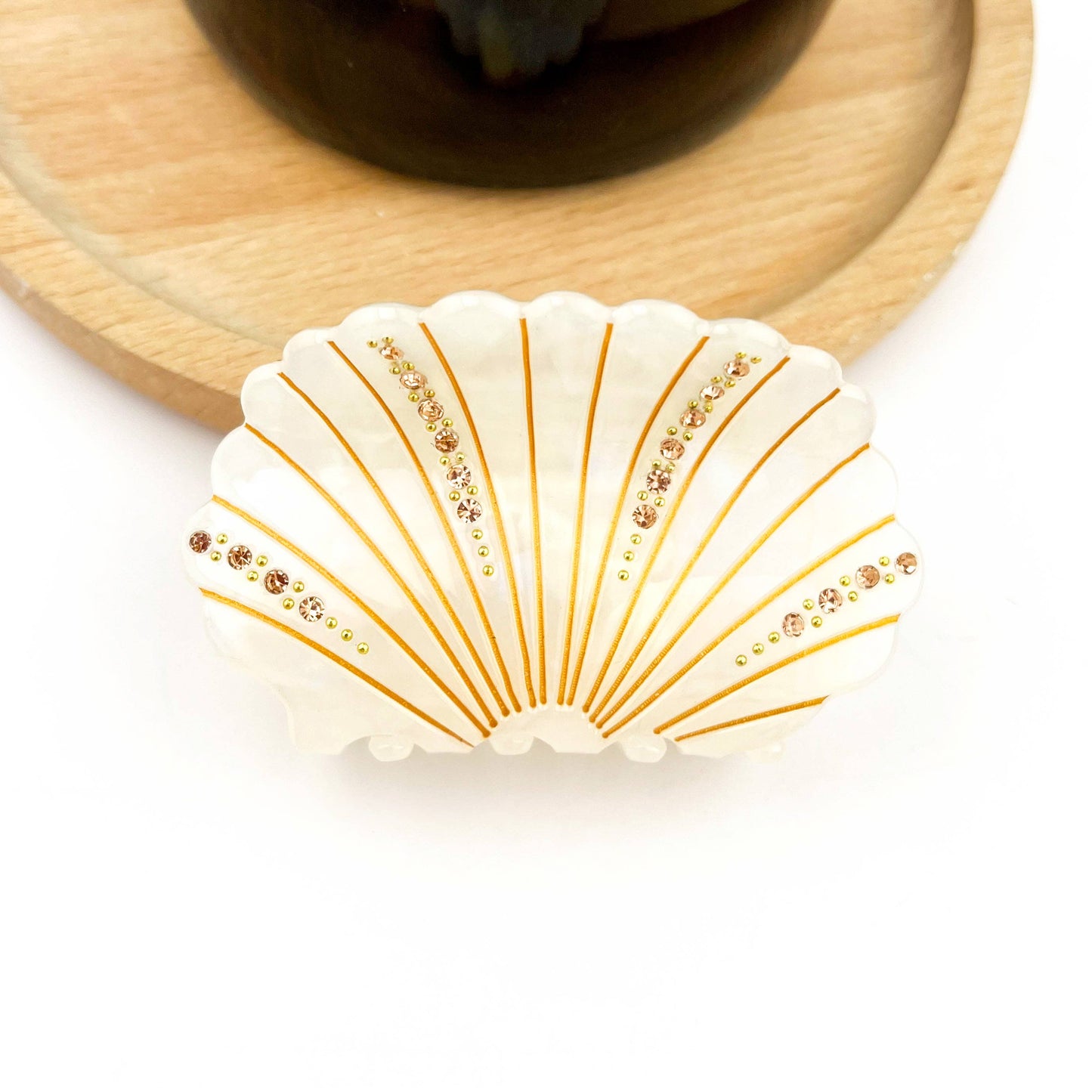 TheDivaSoap - Crystal Shell Claw Clip, Ocean Creatures Hair Clip: White