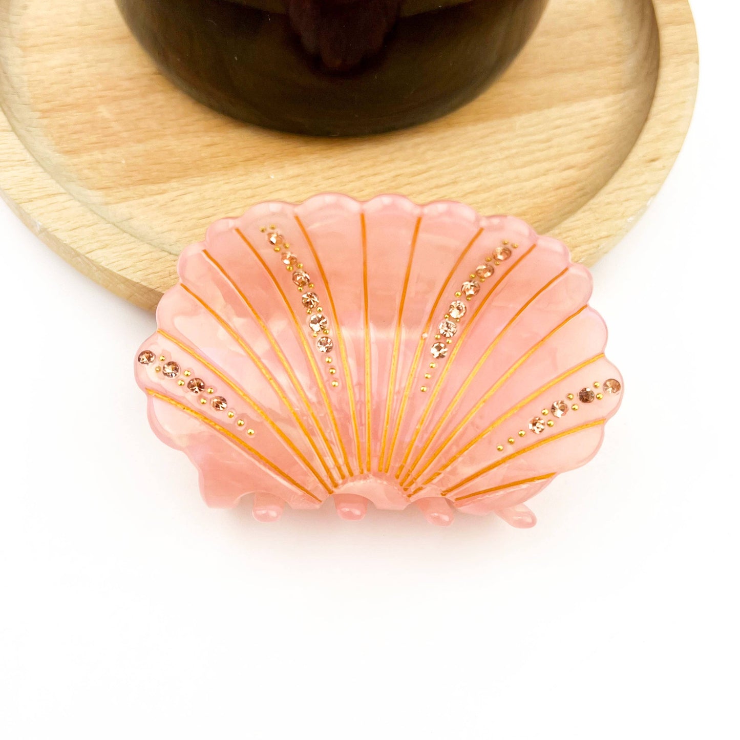 TheDivaSoap - Crystal Shell Claw Clip, Ocean Creatures Hair Clip: White