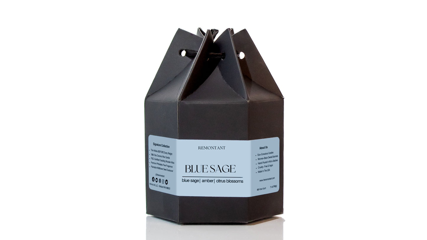 Blue Sage Candle | Blue Sage ~ Amber ~ Citrus Blossoms | Wood Wick Candle