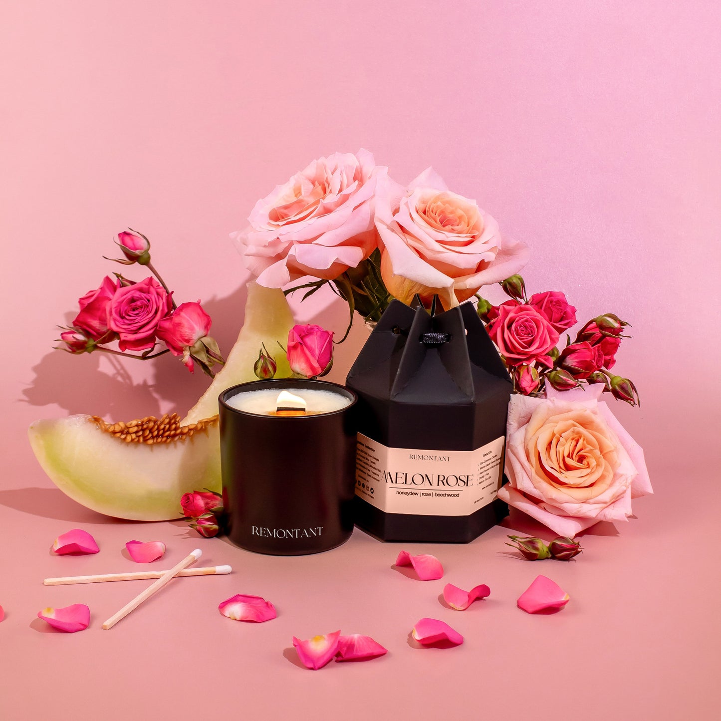 Melon Rose Candle | Honeydew ~ Rose ~ Beechwood | Wood Wick Candle