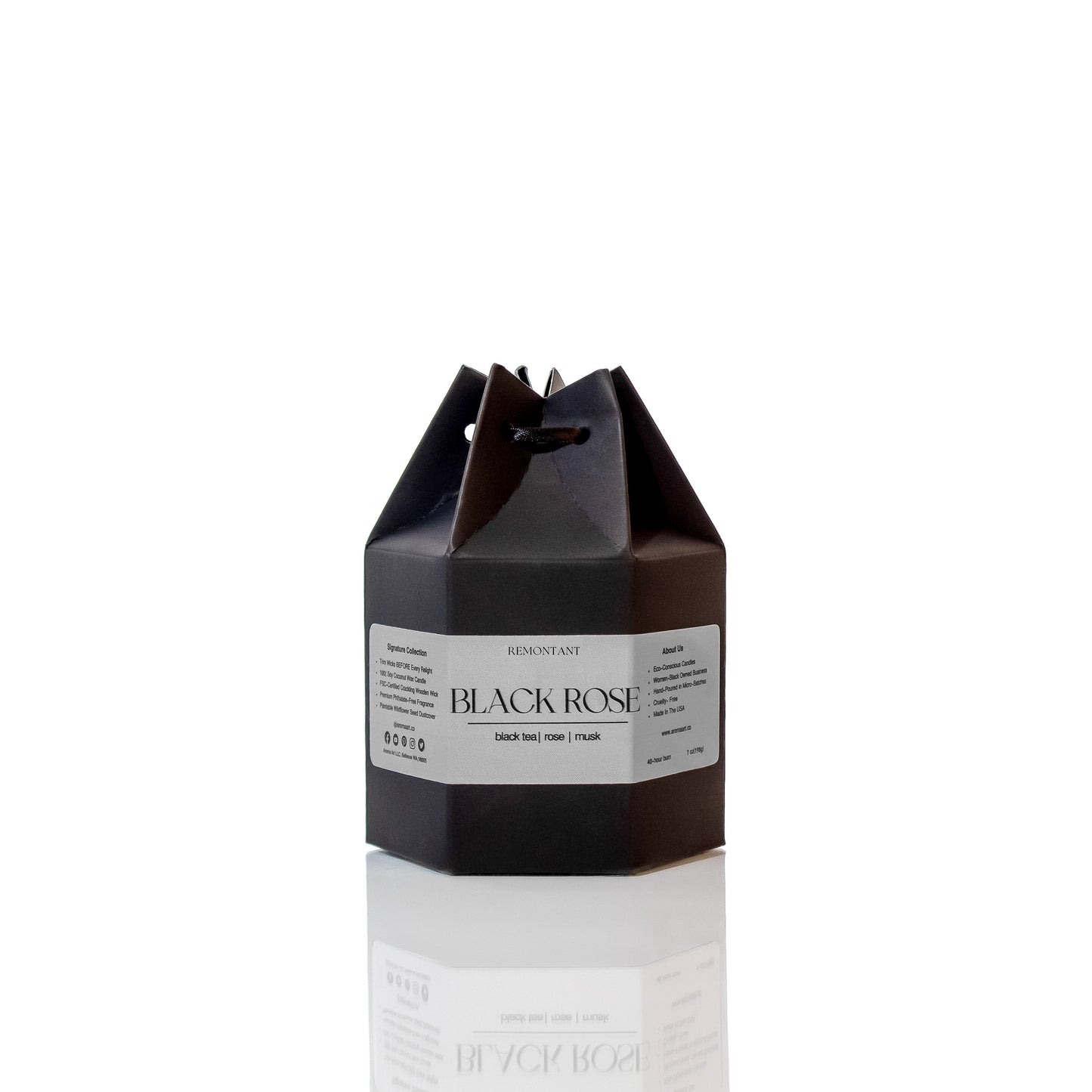 Black Rose Candle | Black Tea ~ Rose ~ Musk | Wood Wick Candle