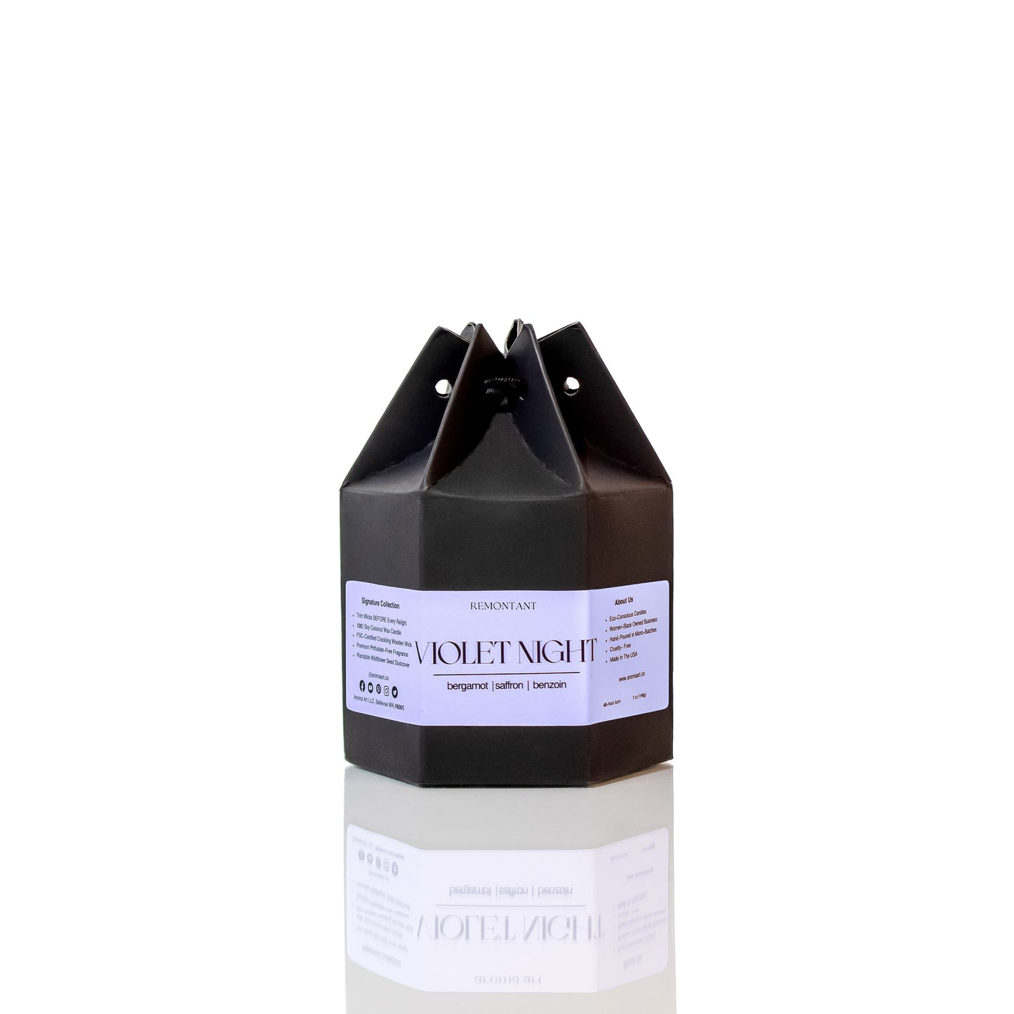 Violet Night Candle | Bergamot ~ Saffron ~ Benzoin | Crackling Wick Candle