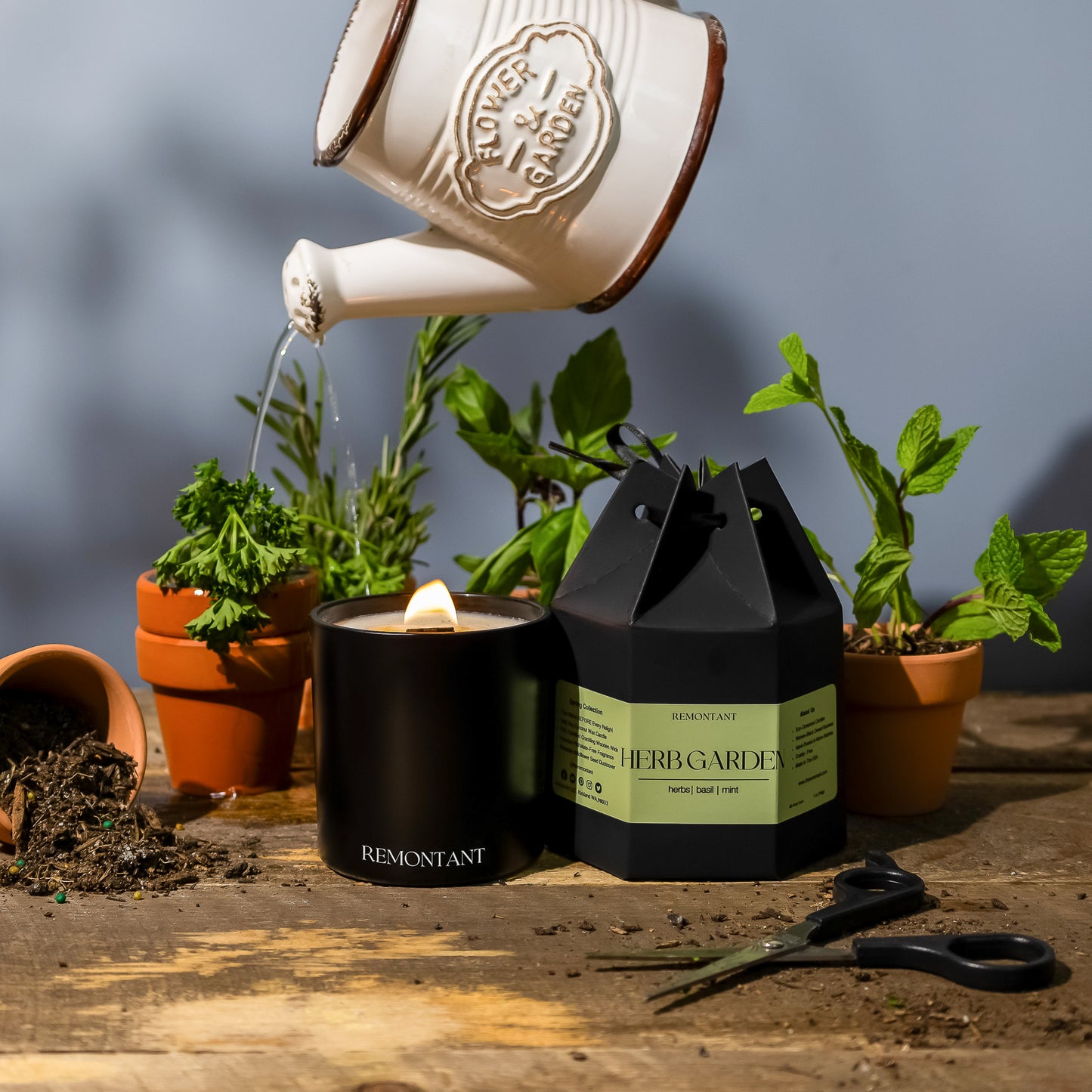 Herb Garden Candle | Herbs ~ Basil ~ Mint | Wood Wick Candle