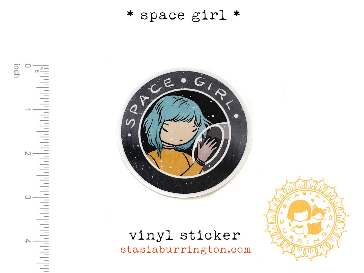 Stasia Burrington Illustration - Vinyl Sticker - Space Girl - Waterproof and so cute