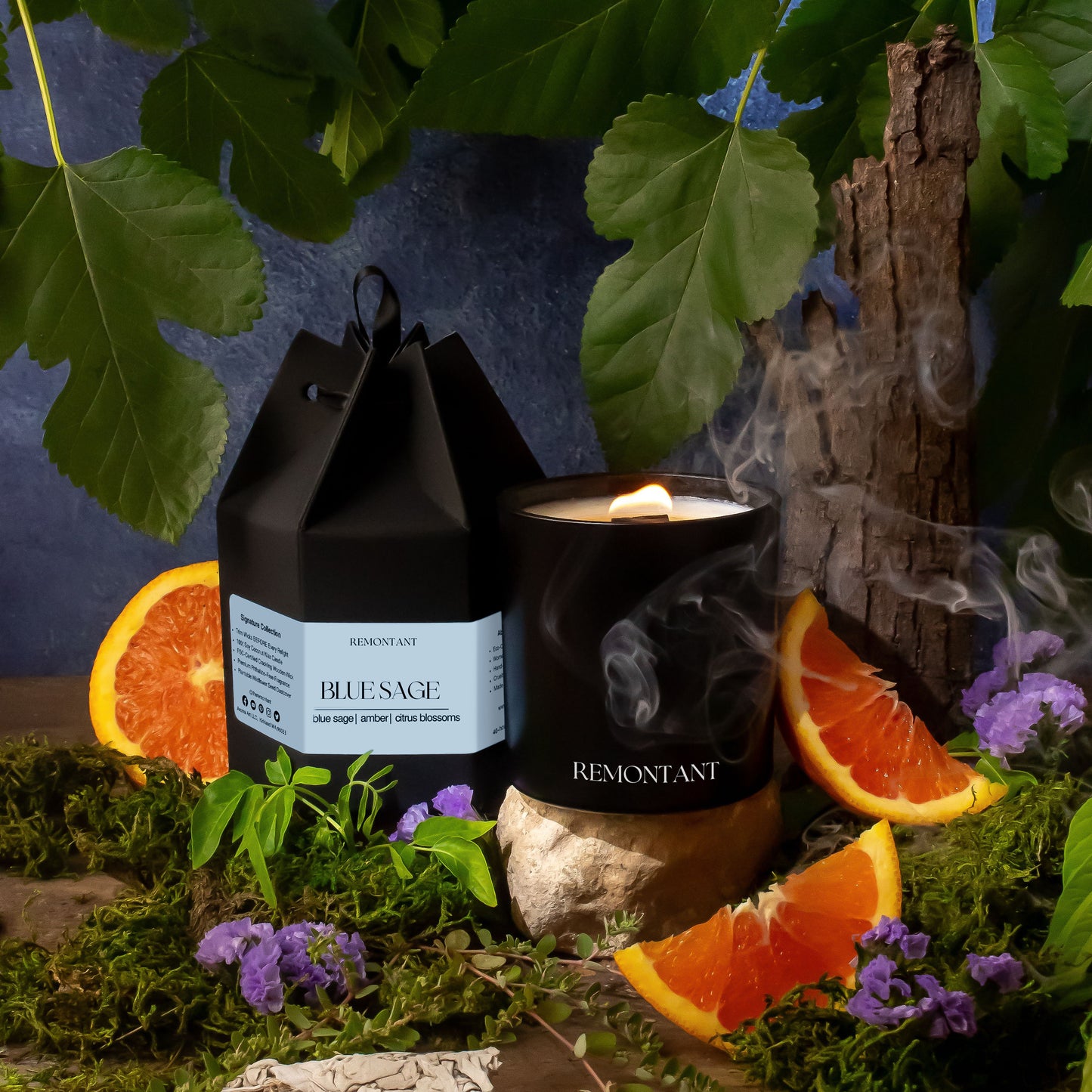 Blue Sage Candle | Blue Sage ~ Amber ~ Citrus Blossoms | Wood Wick Candle