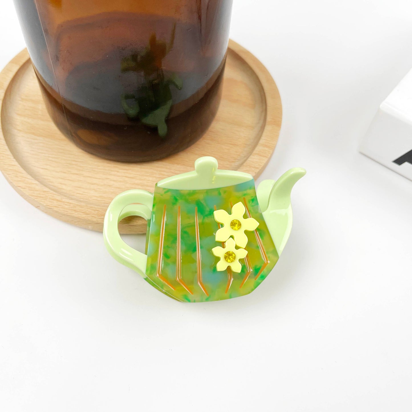 TheDivaSoap - Cartoon Teapot Hair Clip Acetate Claw Clips: Green