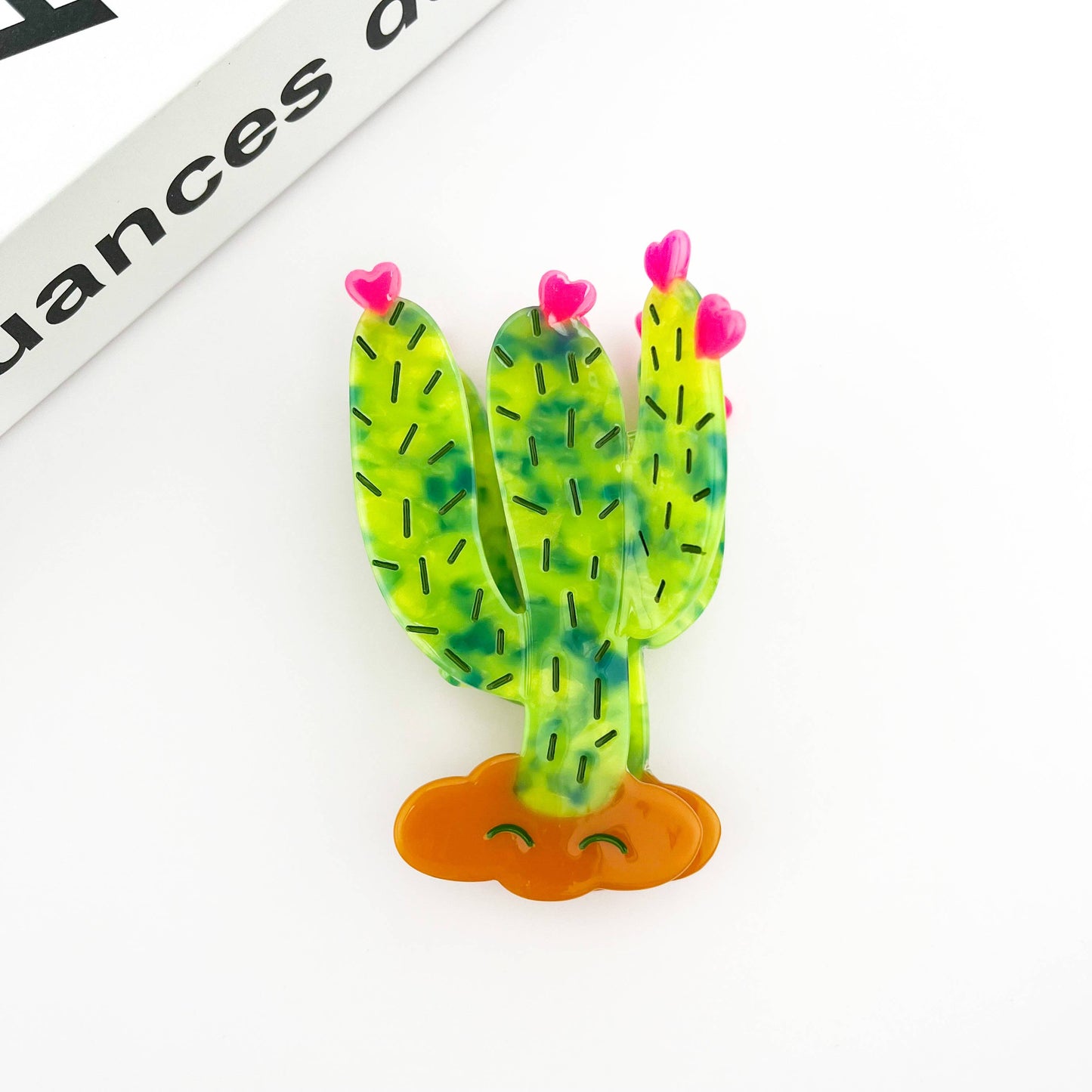 TheDivaSoap - Green Cactus Hair Clip, Acetate Claw Clip
