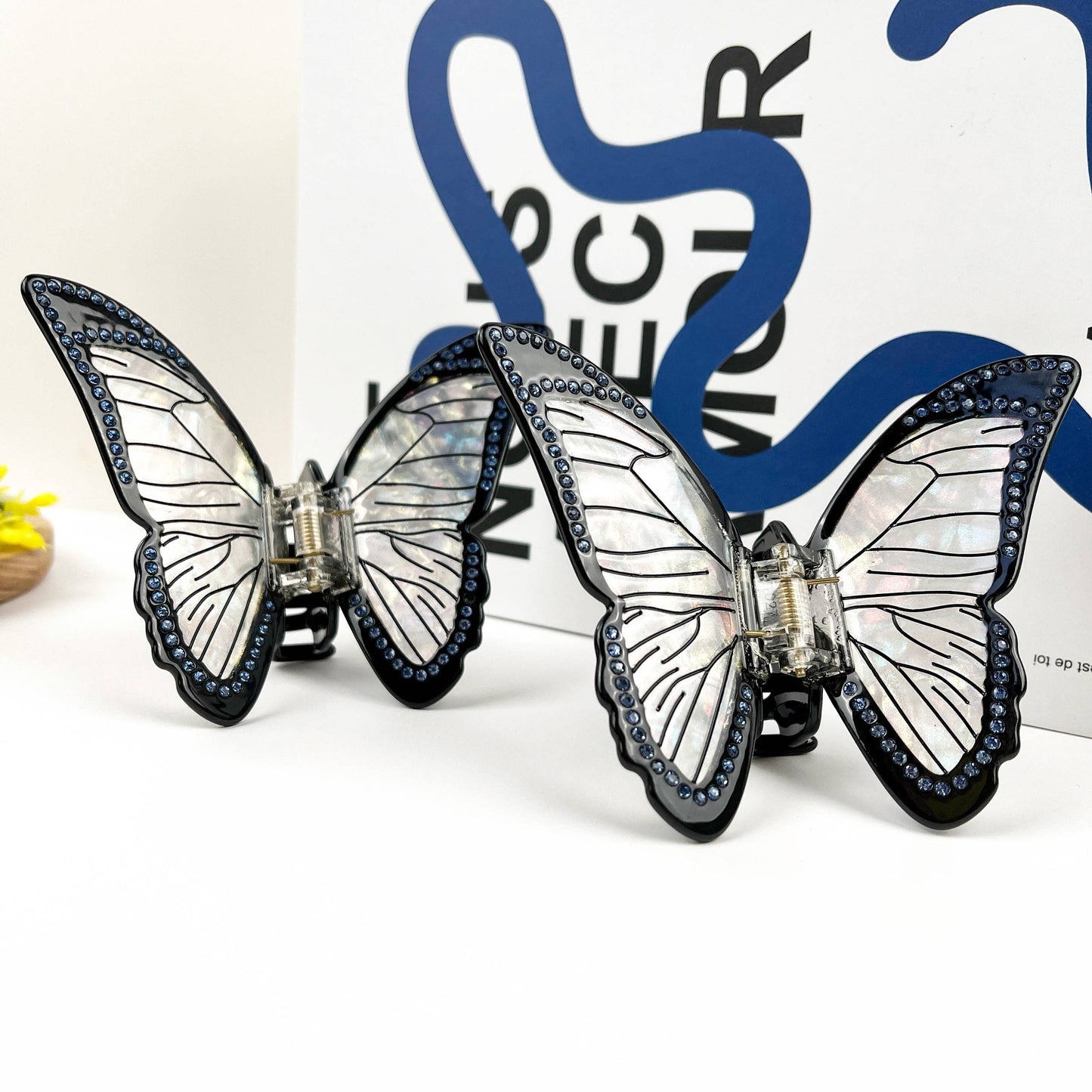 TheDivaSoap - High Quality Black Butterfly Hair Clip, Acetate Claw Clip