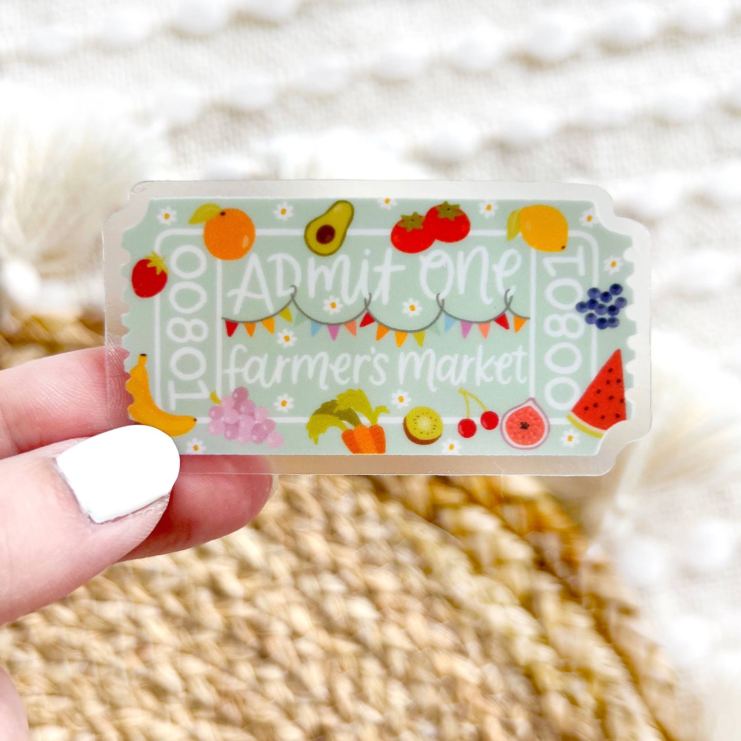 Elyse Breanne Design - Clear Farmer's Market Admit One Sticker 2.75x1.5in