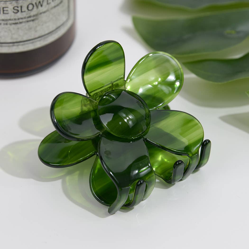 TheDivaSoap - Acetate Cute Flower Hair Claw Clip, Eco-Friendly: Green / 2.75"
