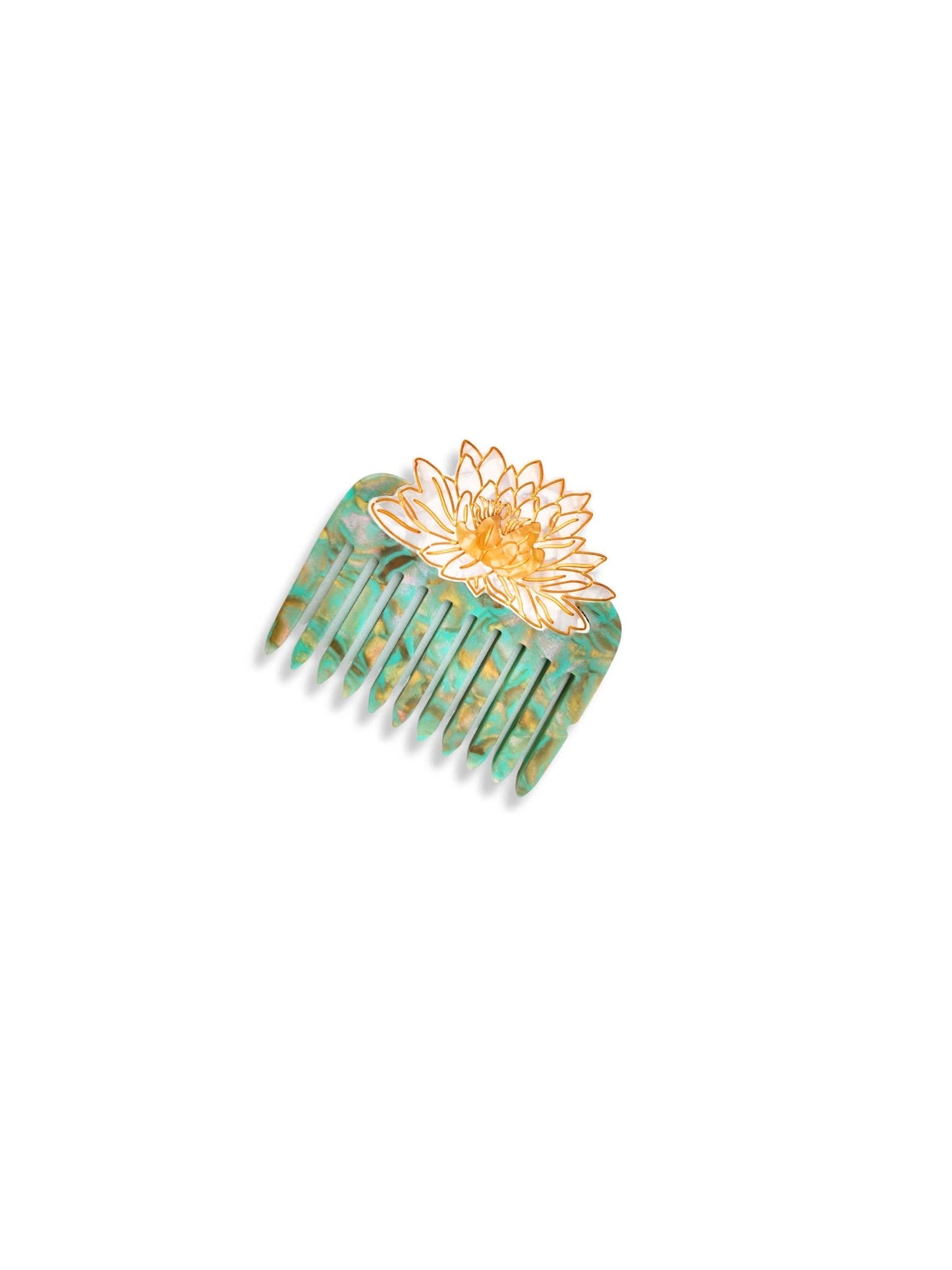 Solar Eclipse - Hand-painted Waterlily Pocket Hair Comb