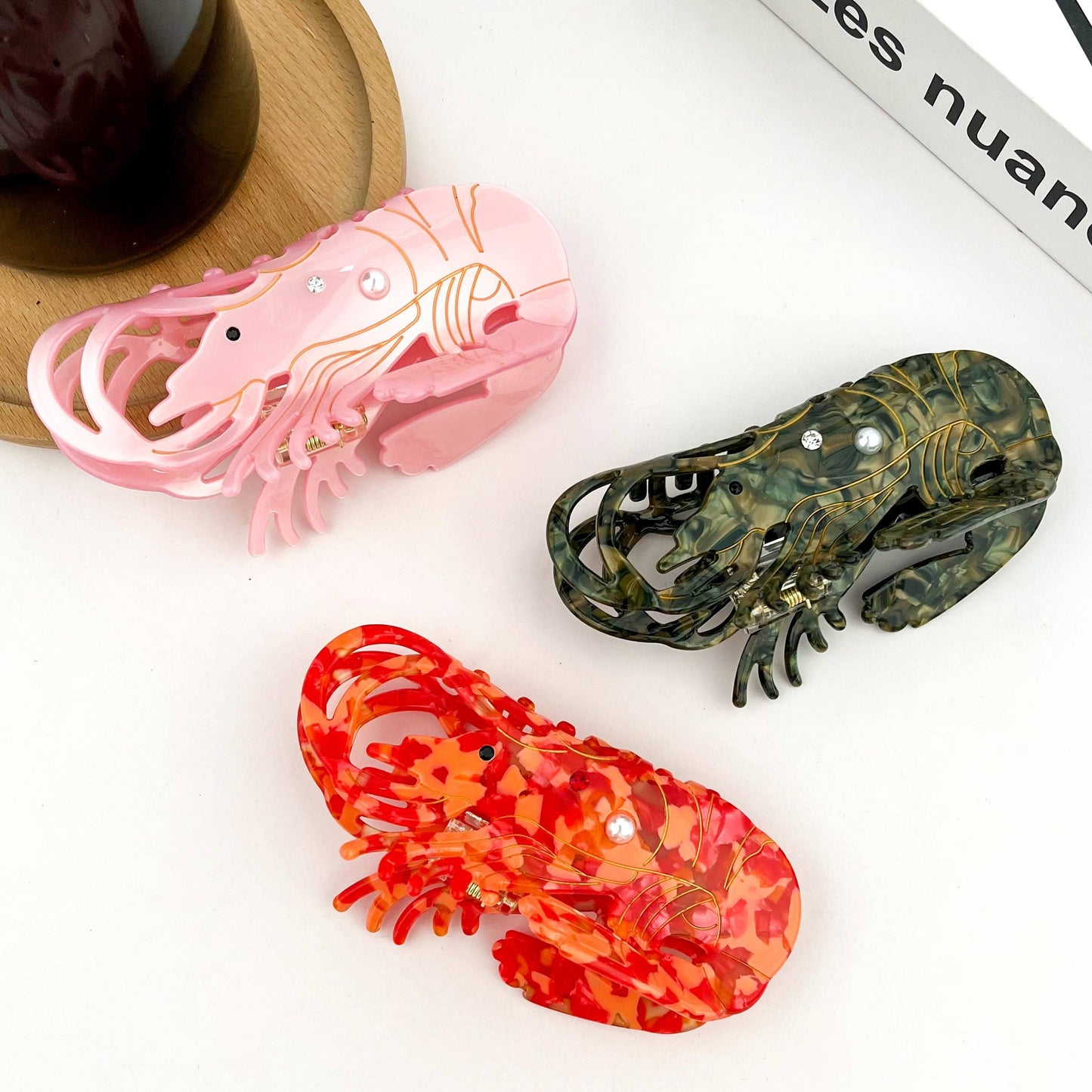 TheDivaSoap - Lobster Claw Clip, Acetate Marine Animal Hair Clip: Red
