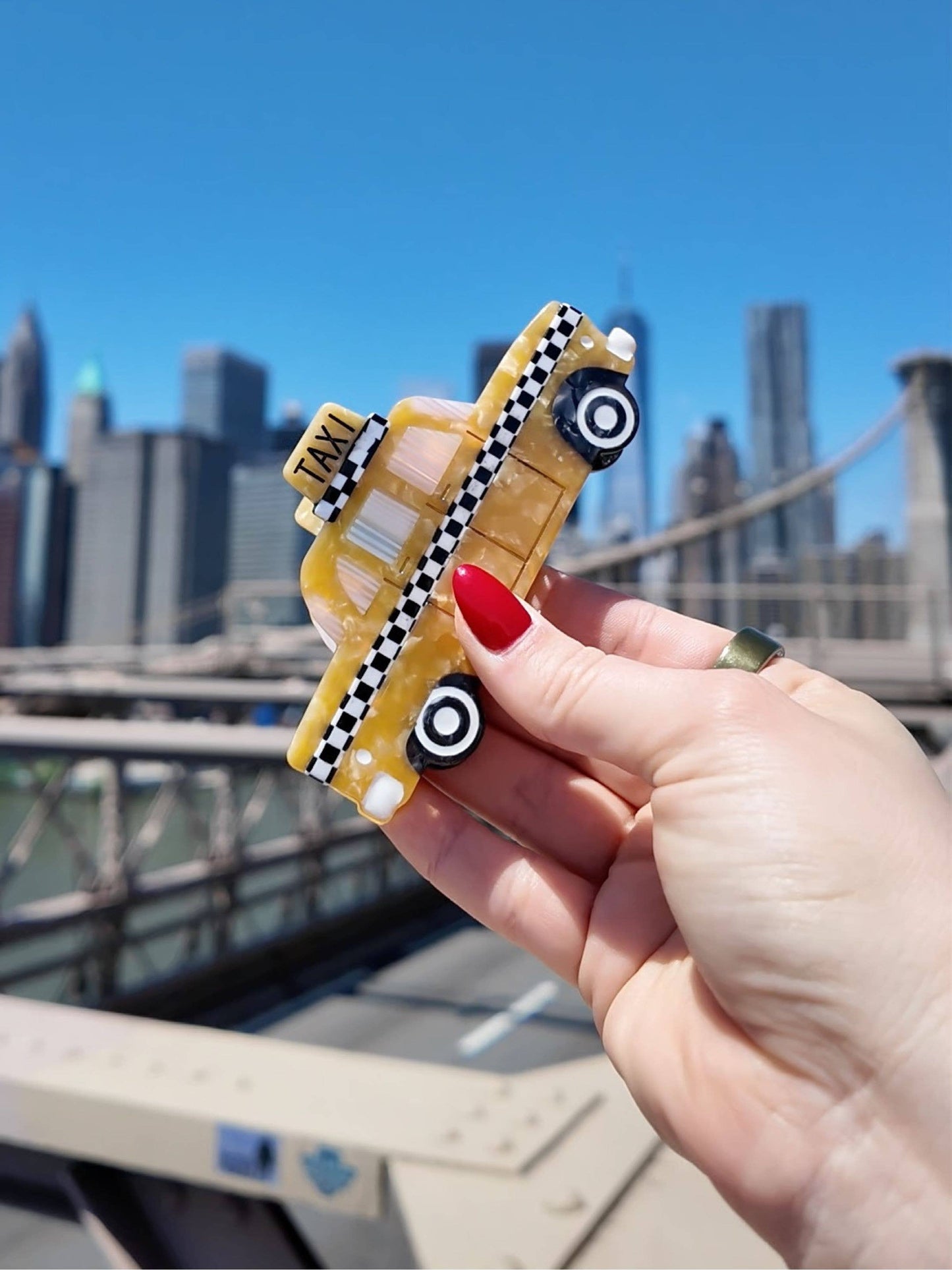 Solar Eclipse - Hand-painted Yellow Taxi Cab Claw Hair Clip | Eco-Friendly