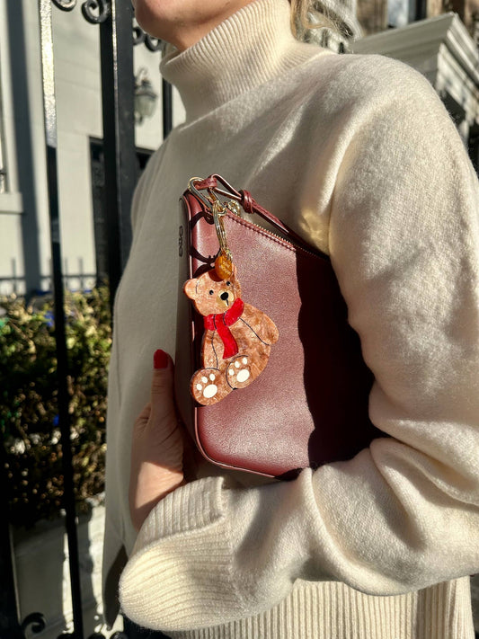 Solar Eclipse - Hand-painted Teddy Bear Bag Charm + Keychain