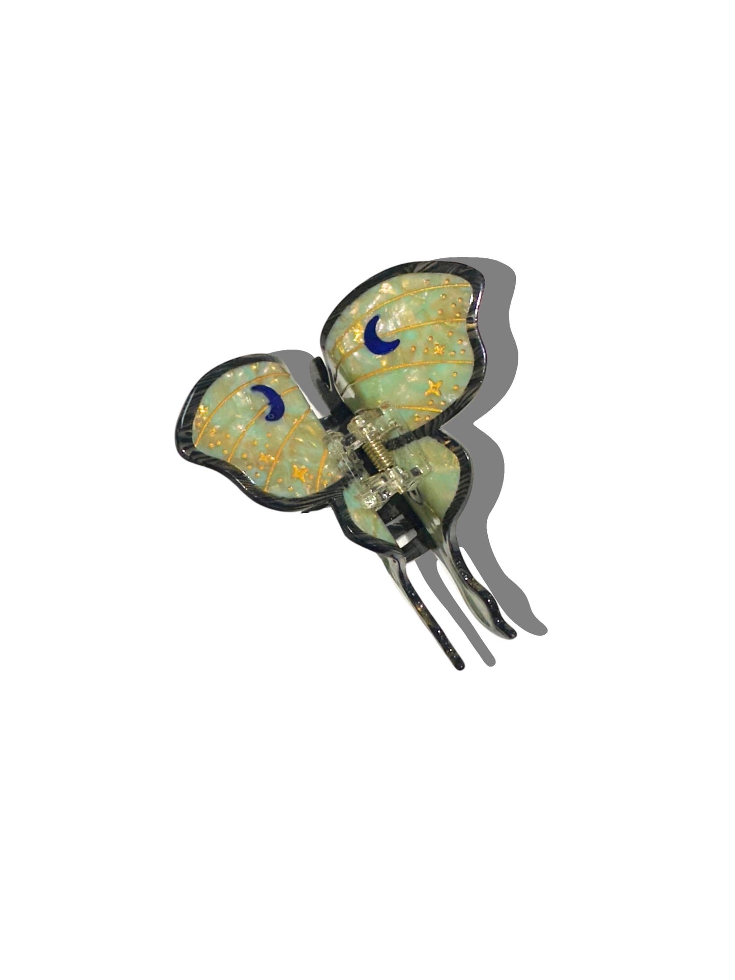 Solar Eclipse - Hand-painted Luna Moth Claw Hair Clip | Eco-Friendly: Green