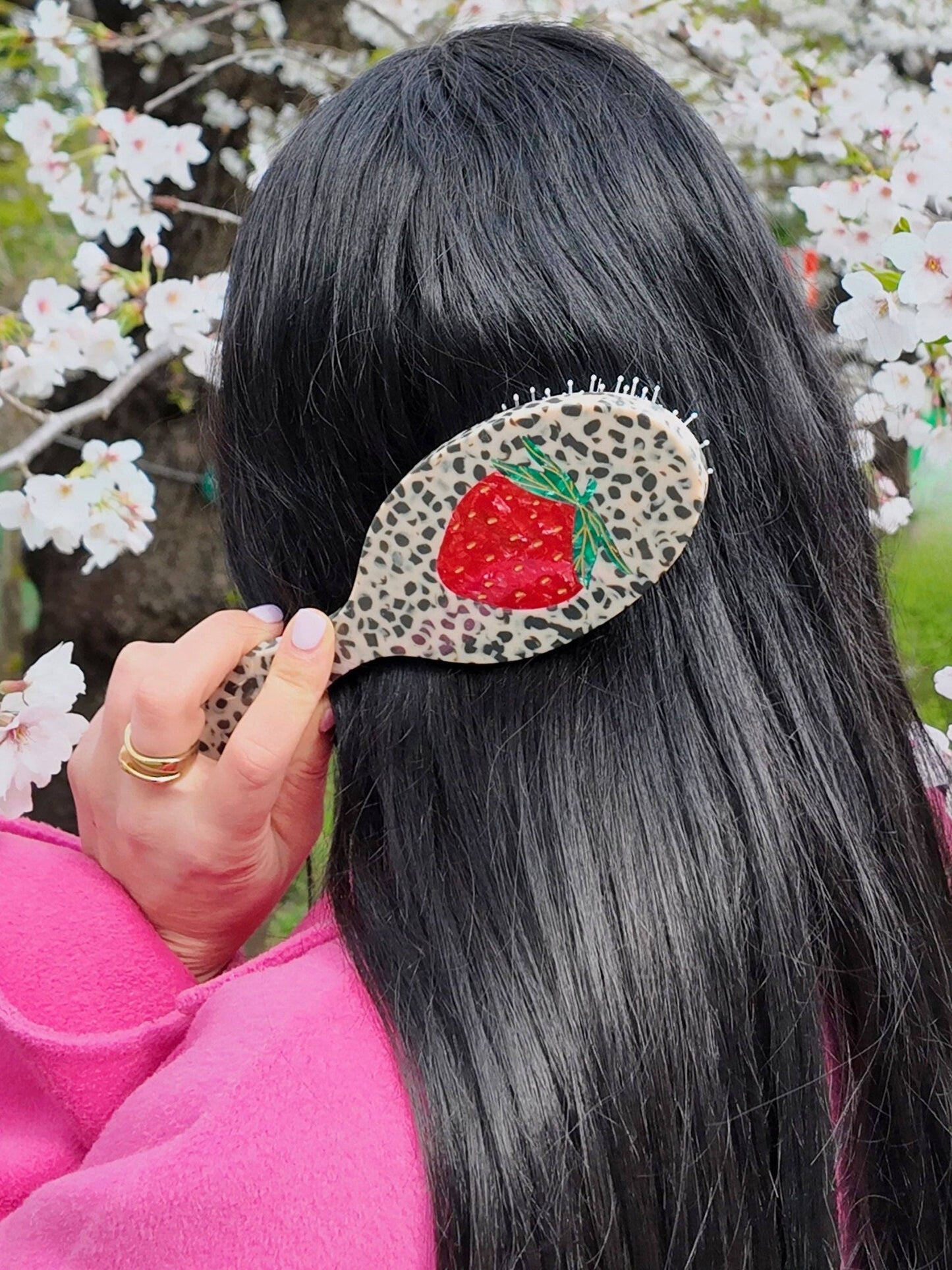 Solar Eclipse - Hand-painted Strawberry Amazing Hair Day Brush