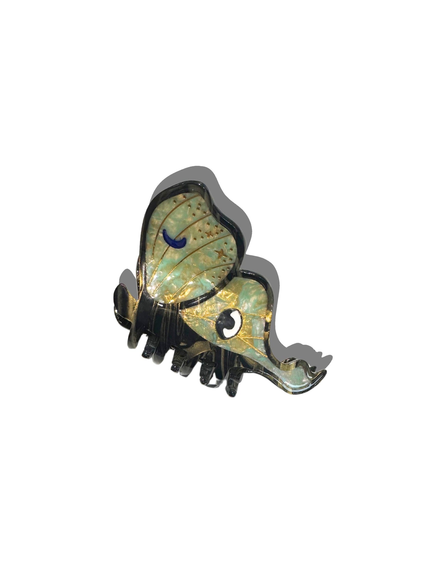 Solar Eclipse - Hand-painted Luna Moth Claw Hair Clip | Eco-Friendly: Green