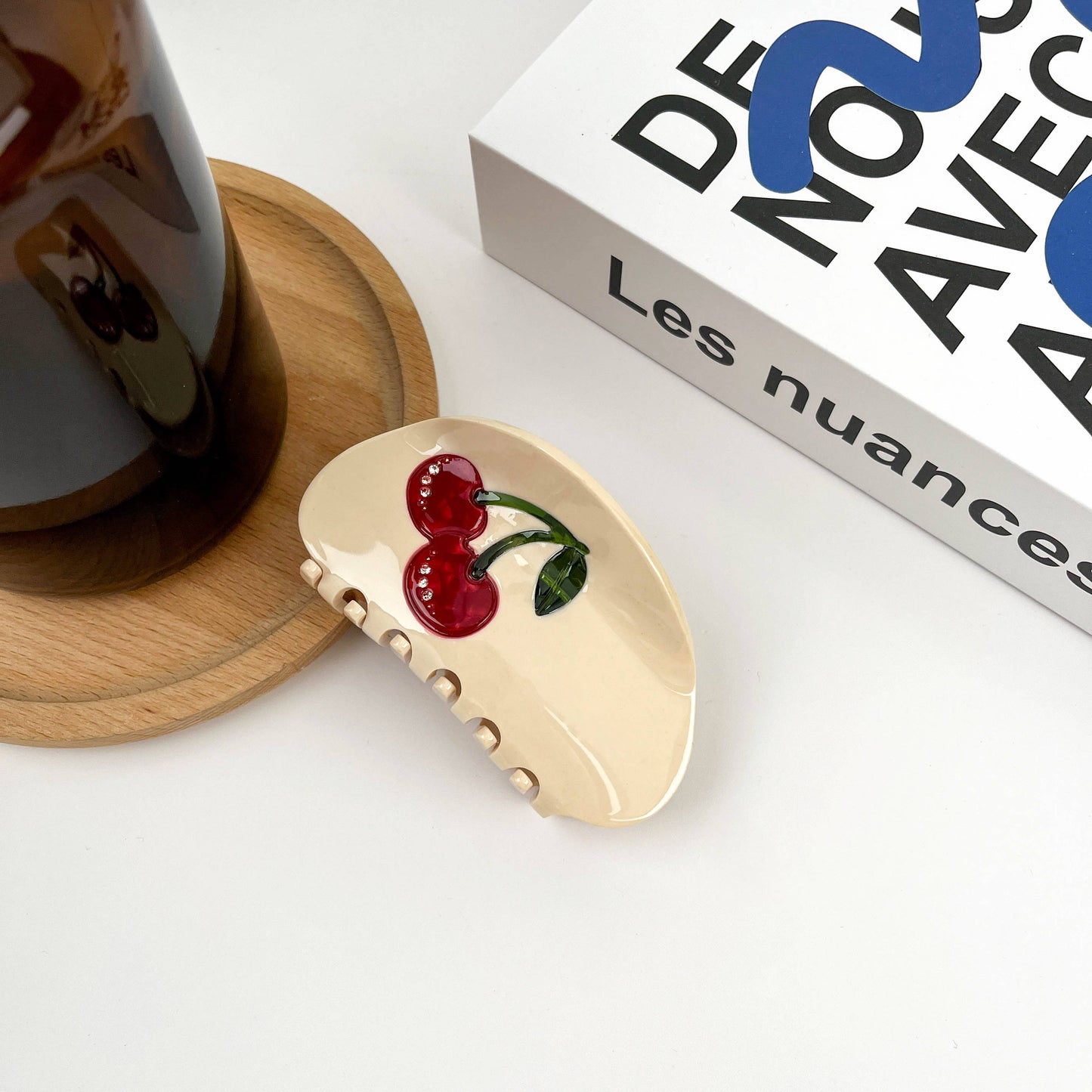 TheDivaSoap - Simple Cherry Hair Clip, Acetate Fruit Claw Clip: Black A