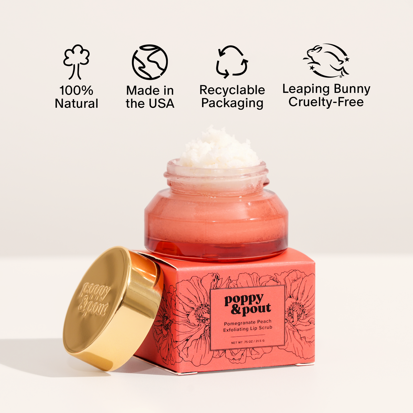 Poppy & Pout - Lip Scrub, Pomegranate Peach