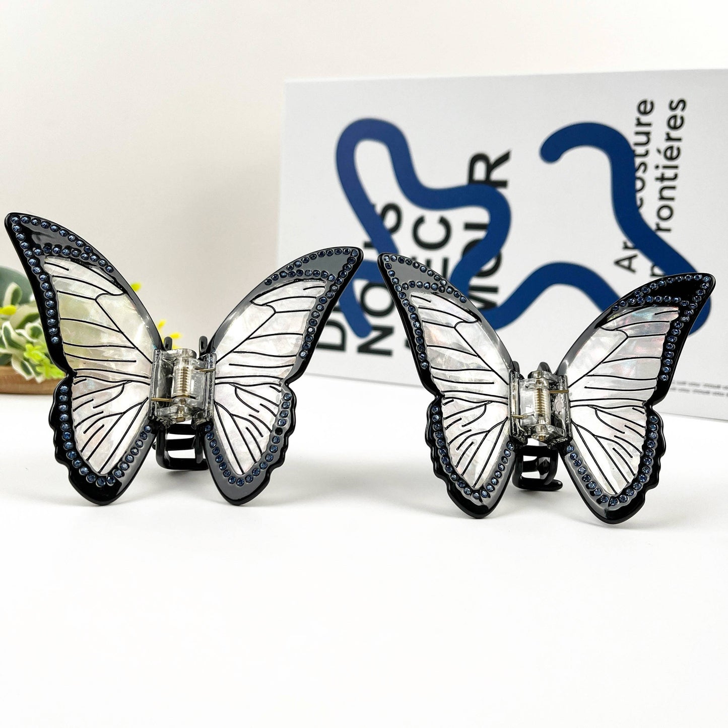 TheDivaSoap - High Quality Black Butterfly Hair Clip, Acetate Claw Clip