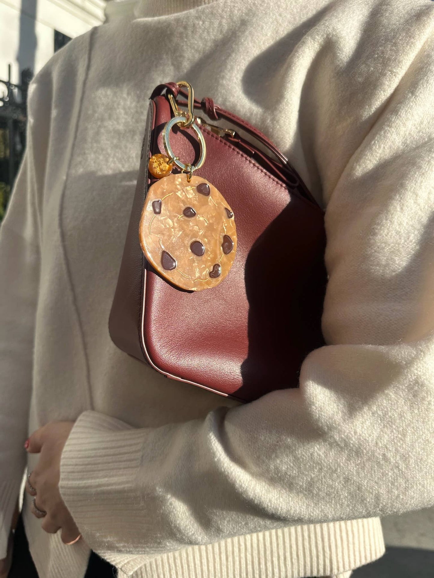 Solar Eclipse - Hand-painted Chocolate Chip Cookie Bag Charm + Keychain