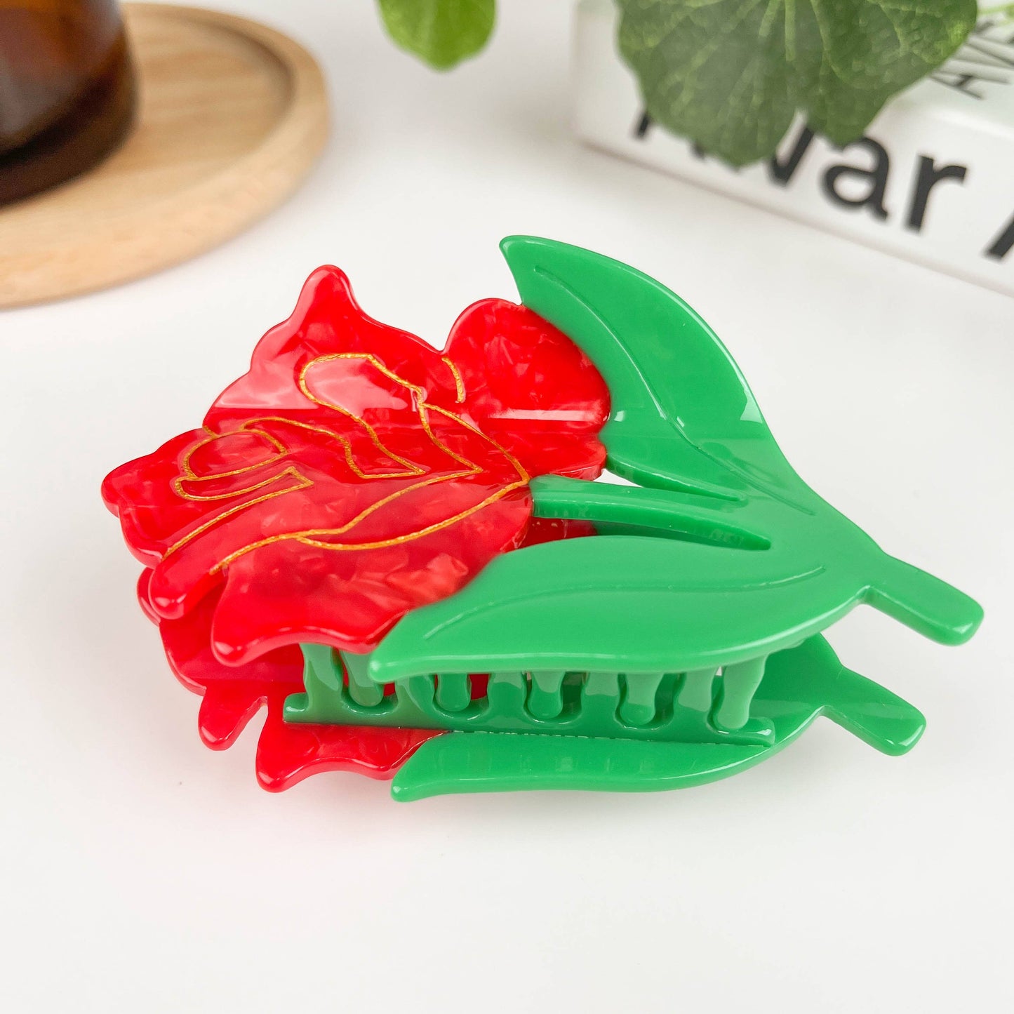 TheDivaSoap - Elegant Rose Hair Clip, Valentine's Day Hair Claw Clip