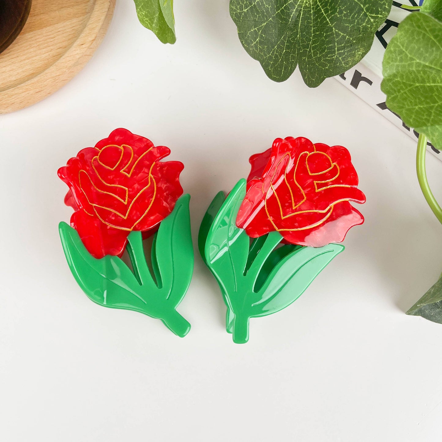 TheDivaSoap - Elegant Rose Hair Clip, Valentine's Day Hair Claw Clip